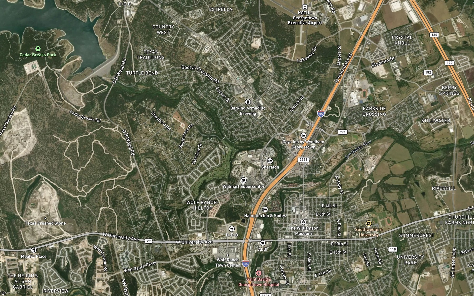 Satellite map of the Middle Fork San Gabriel River