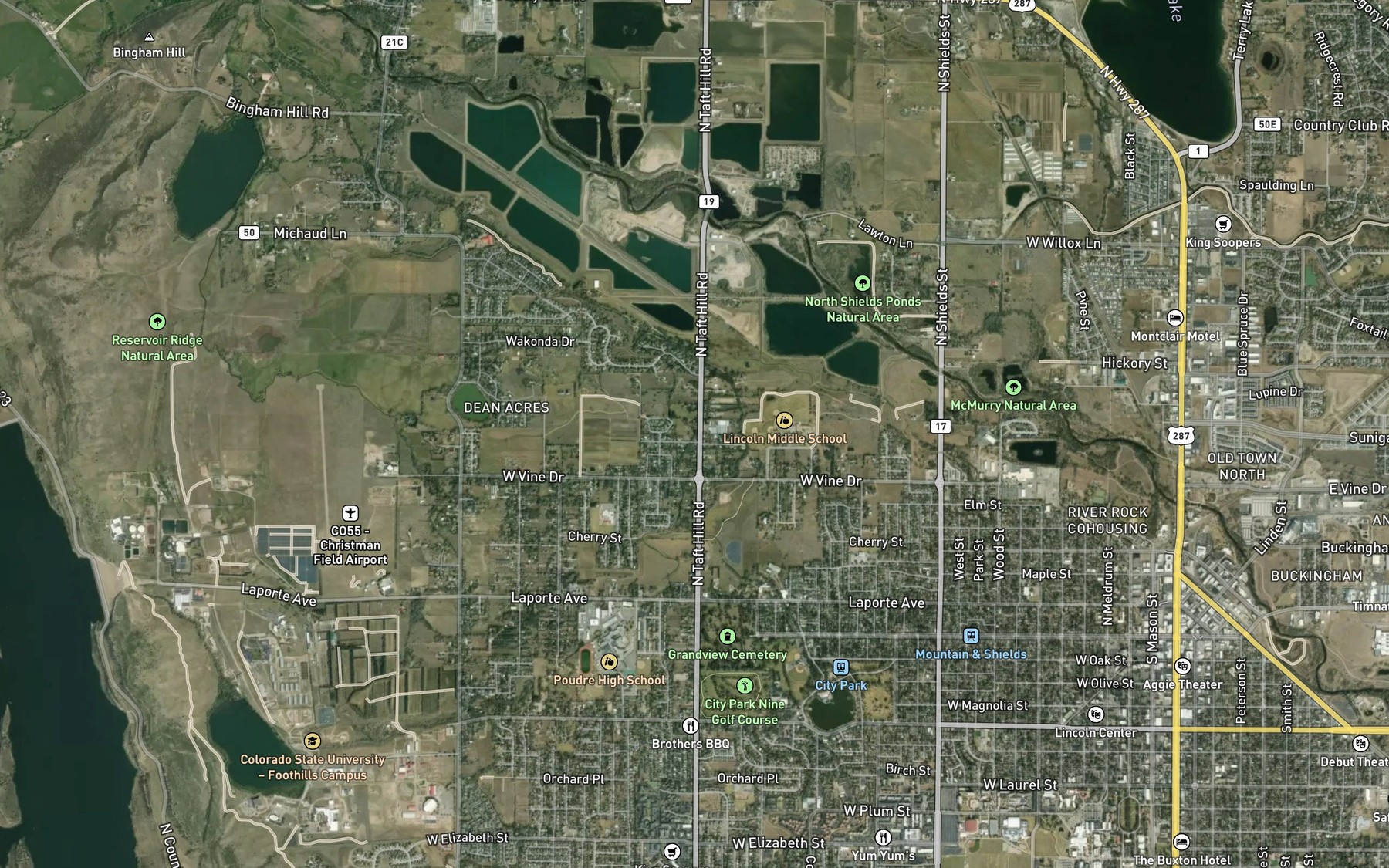 Satellite map of the New Mercer Ditch