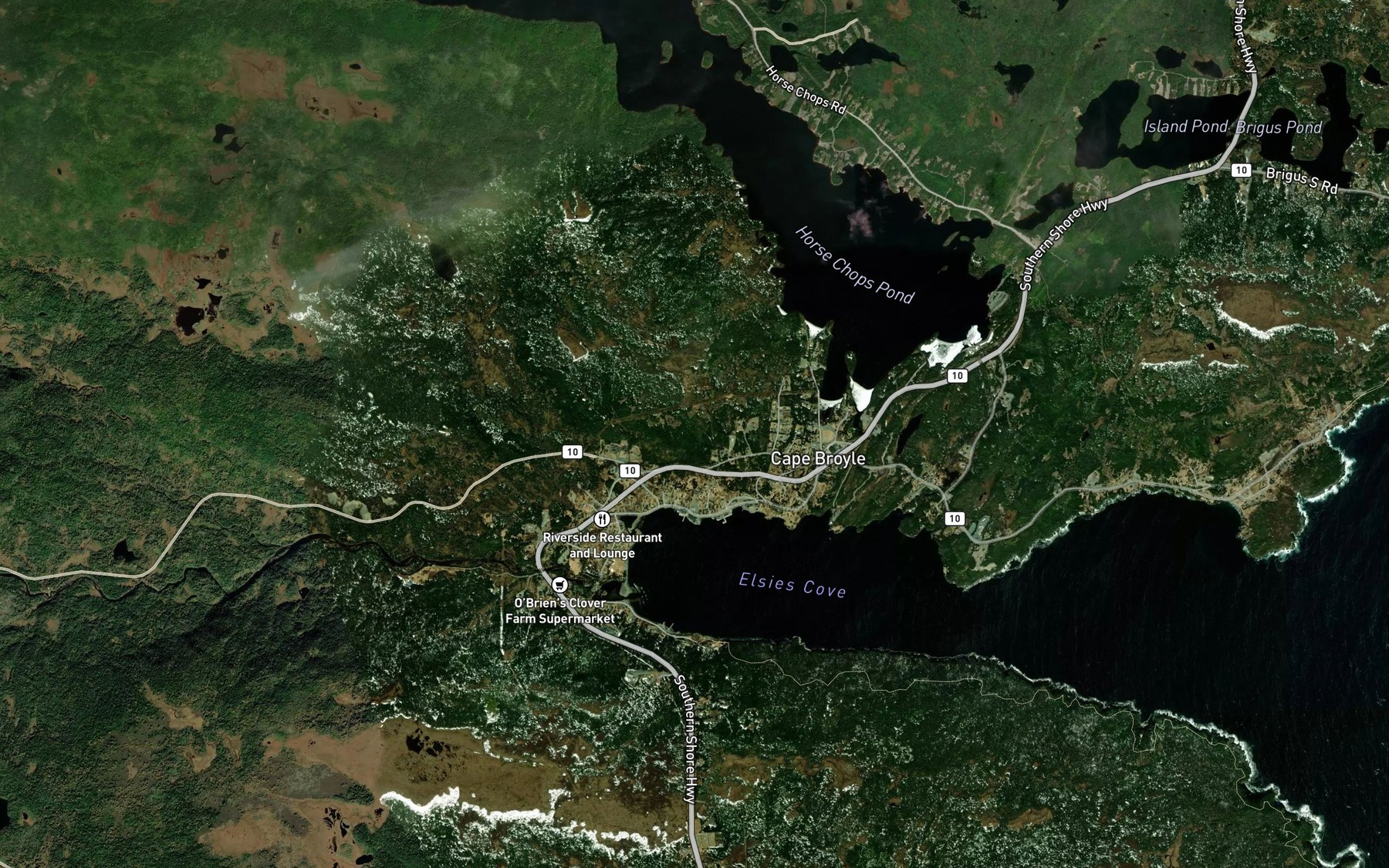 Satellite map of the Elsies Cove