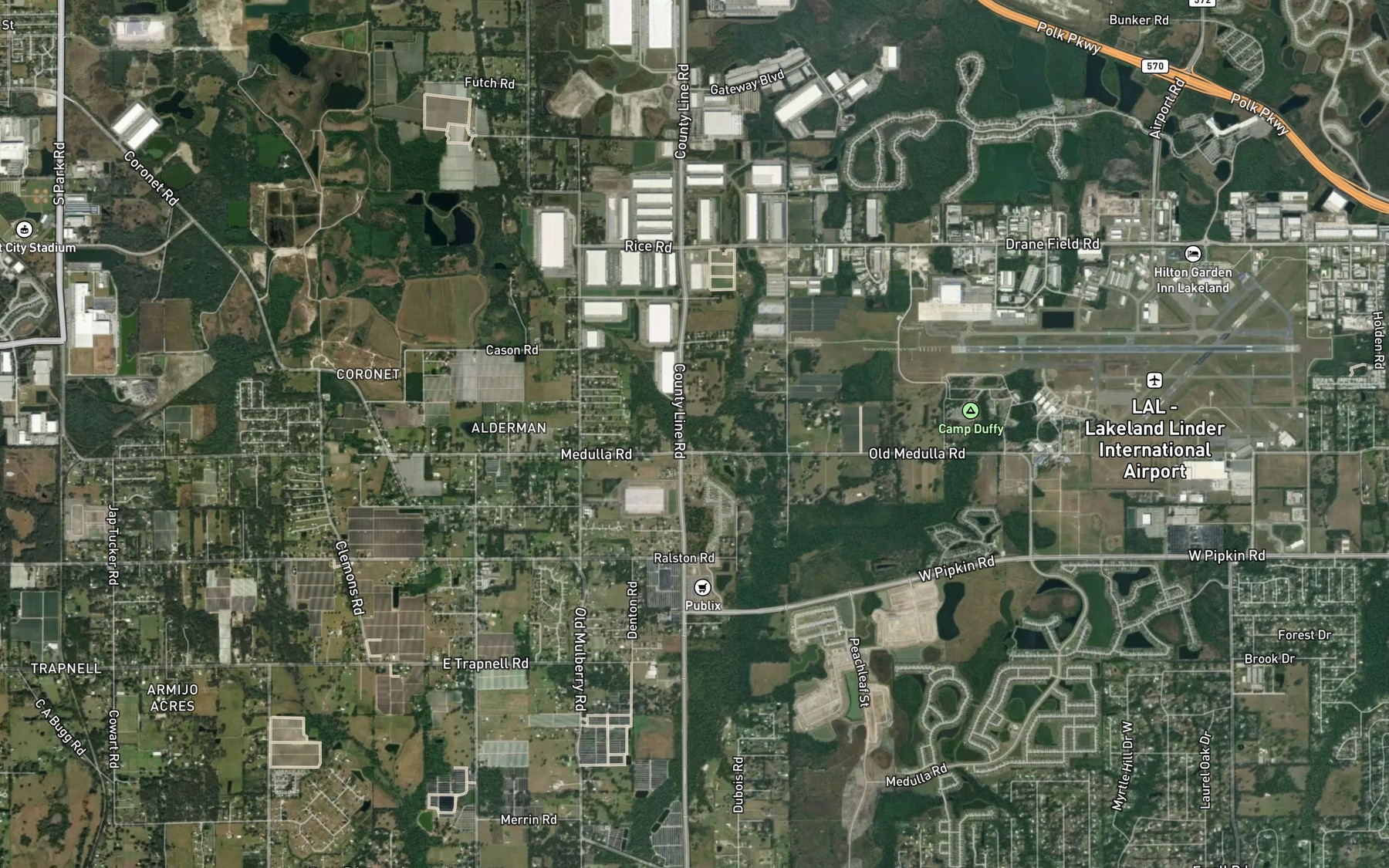 Satellite map of the Hamilton Branch