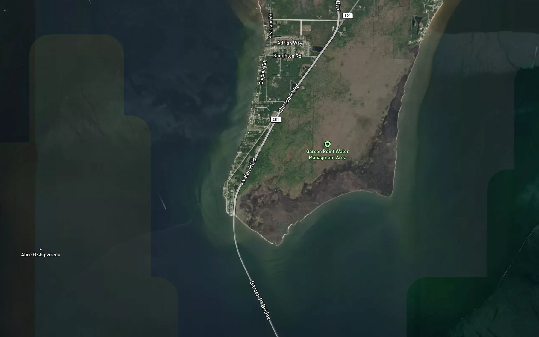Satellite map of the East Bay