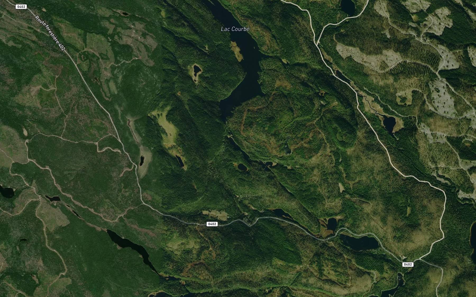 Satellite map of the Lac Rectiligne