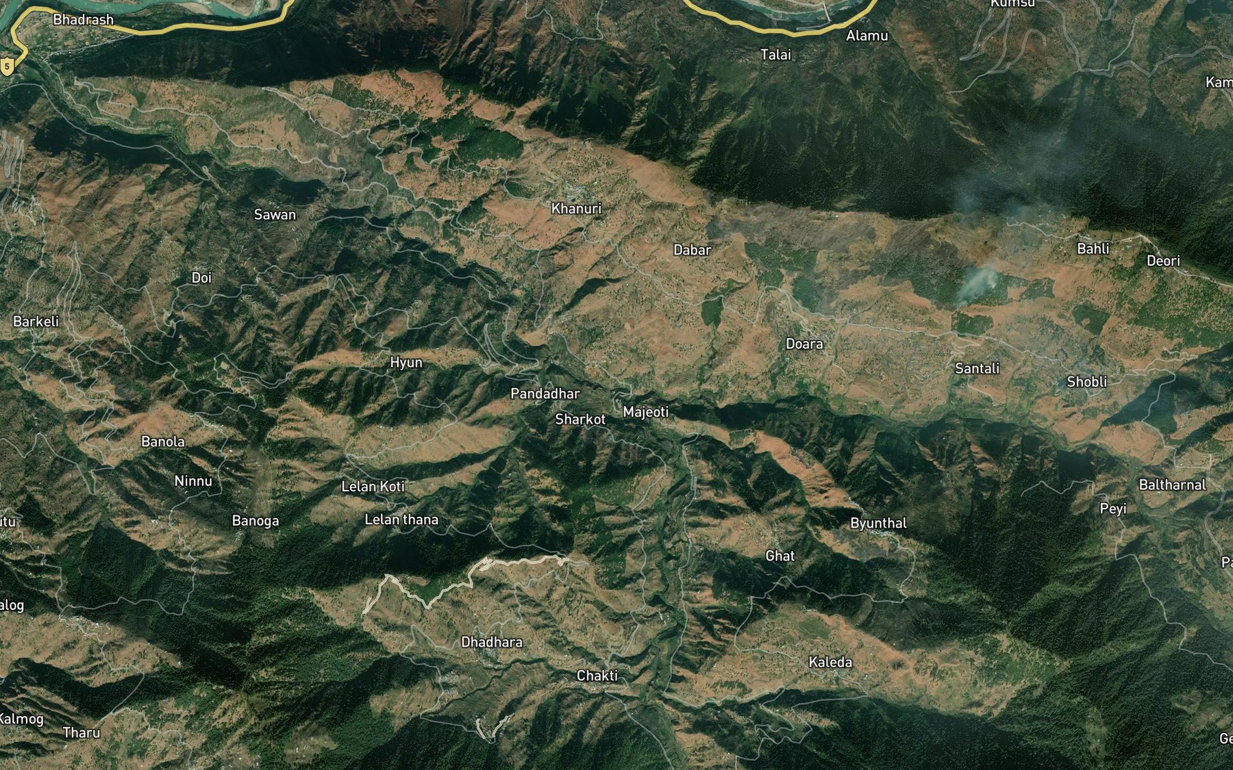 Satellite map of the Machhada Khad