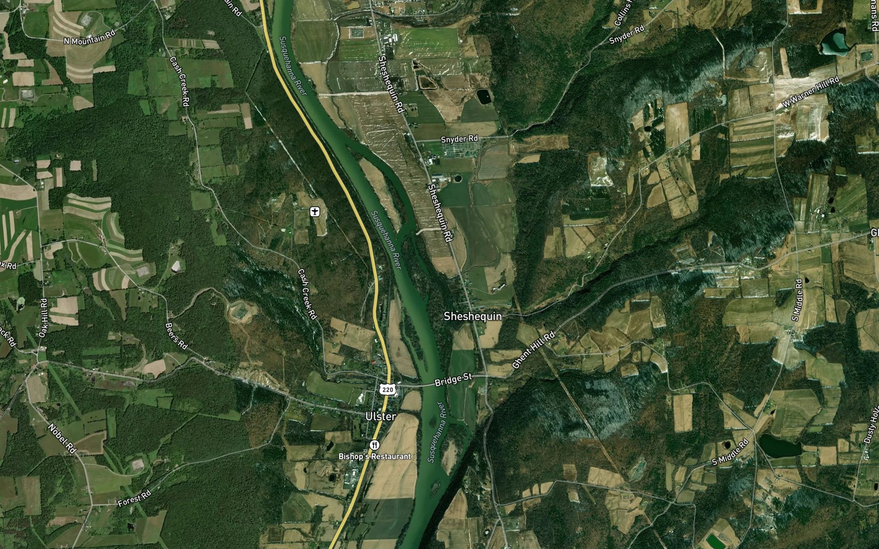 Satellite map of the Snyder Creek