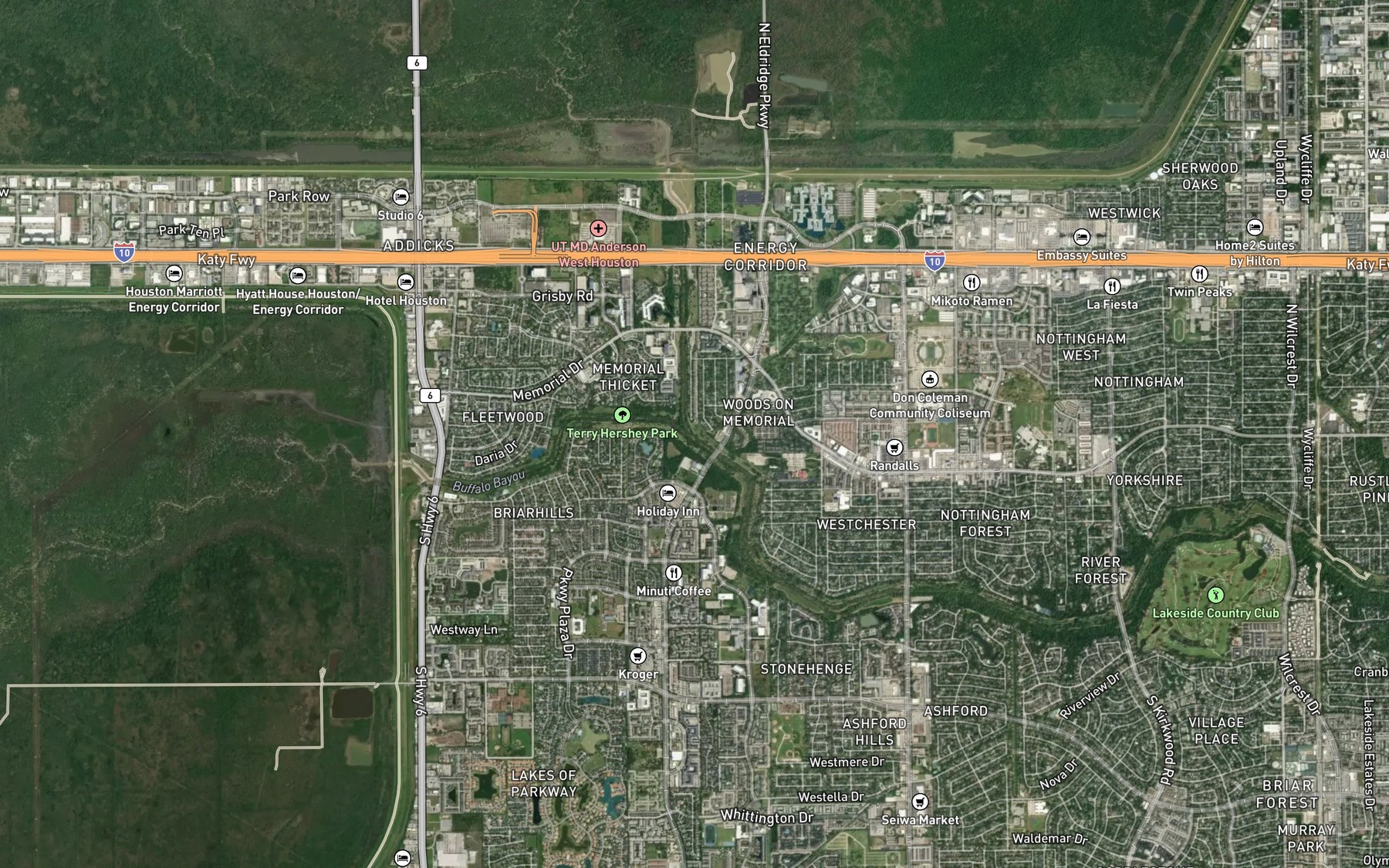 Satellite map of the South Mayde Creek
