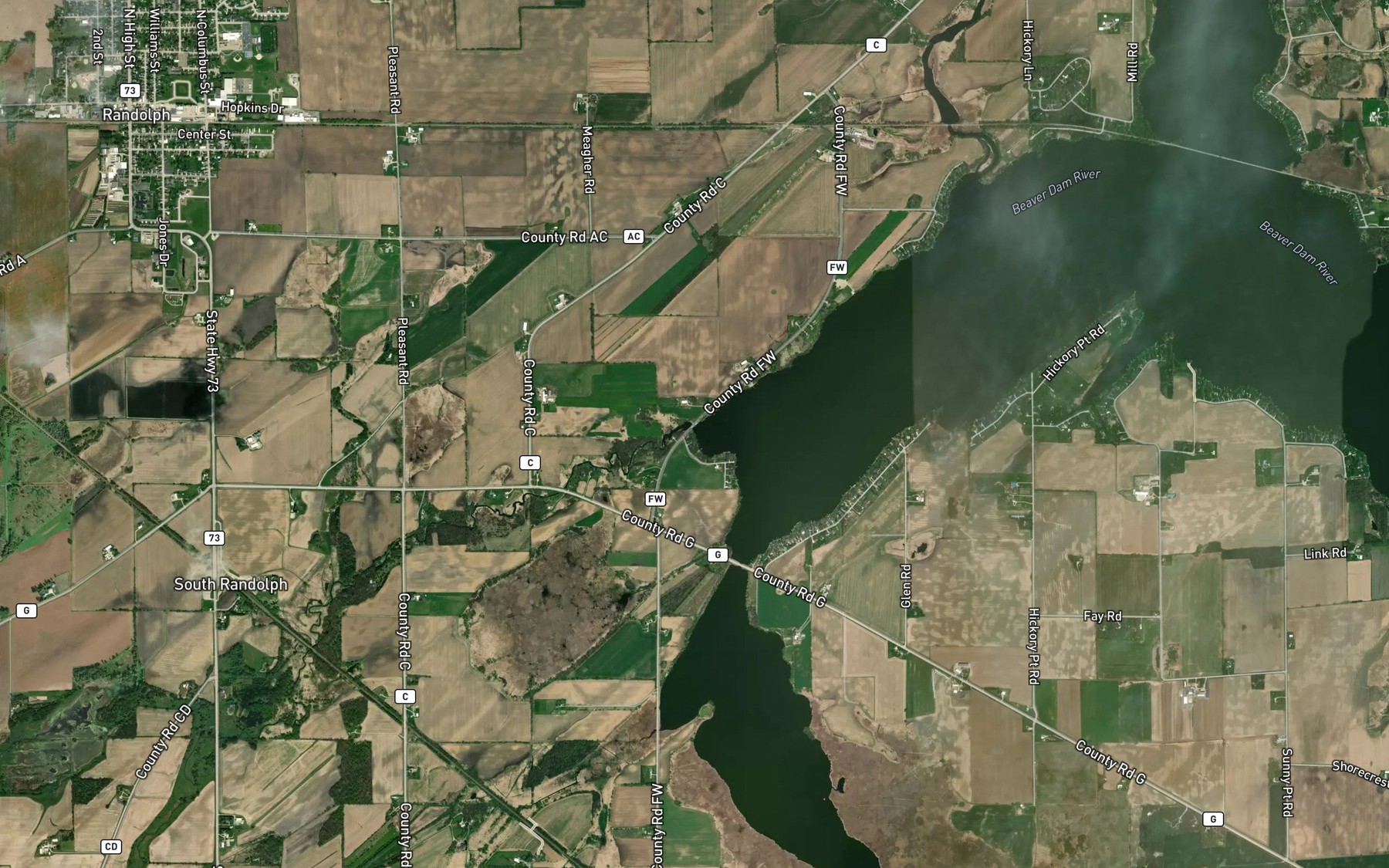 Satellite map of the Beaver Creek