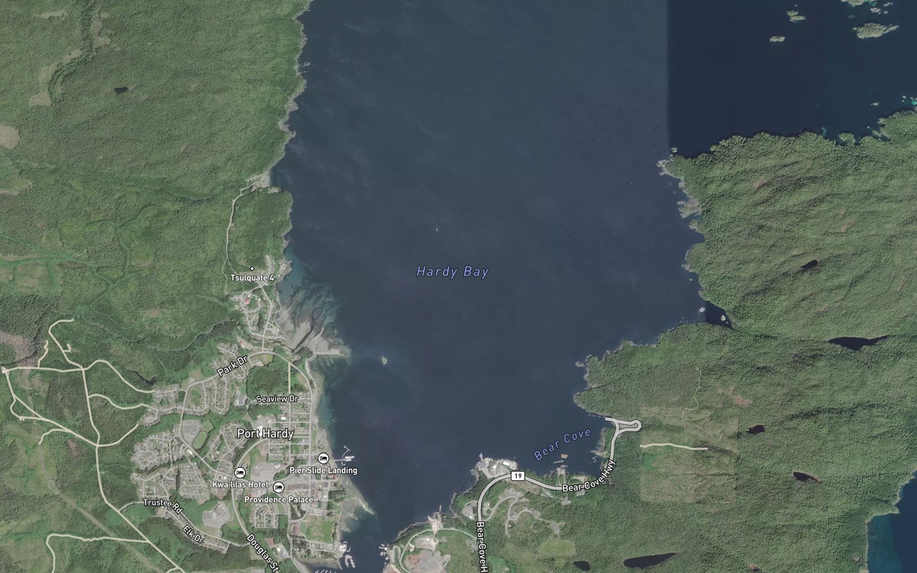 Satellite map of the Hardy Bay