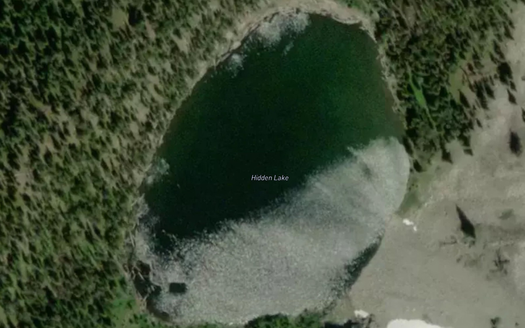 Satellite map of the Hidden Lake