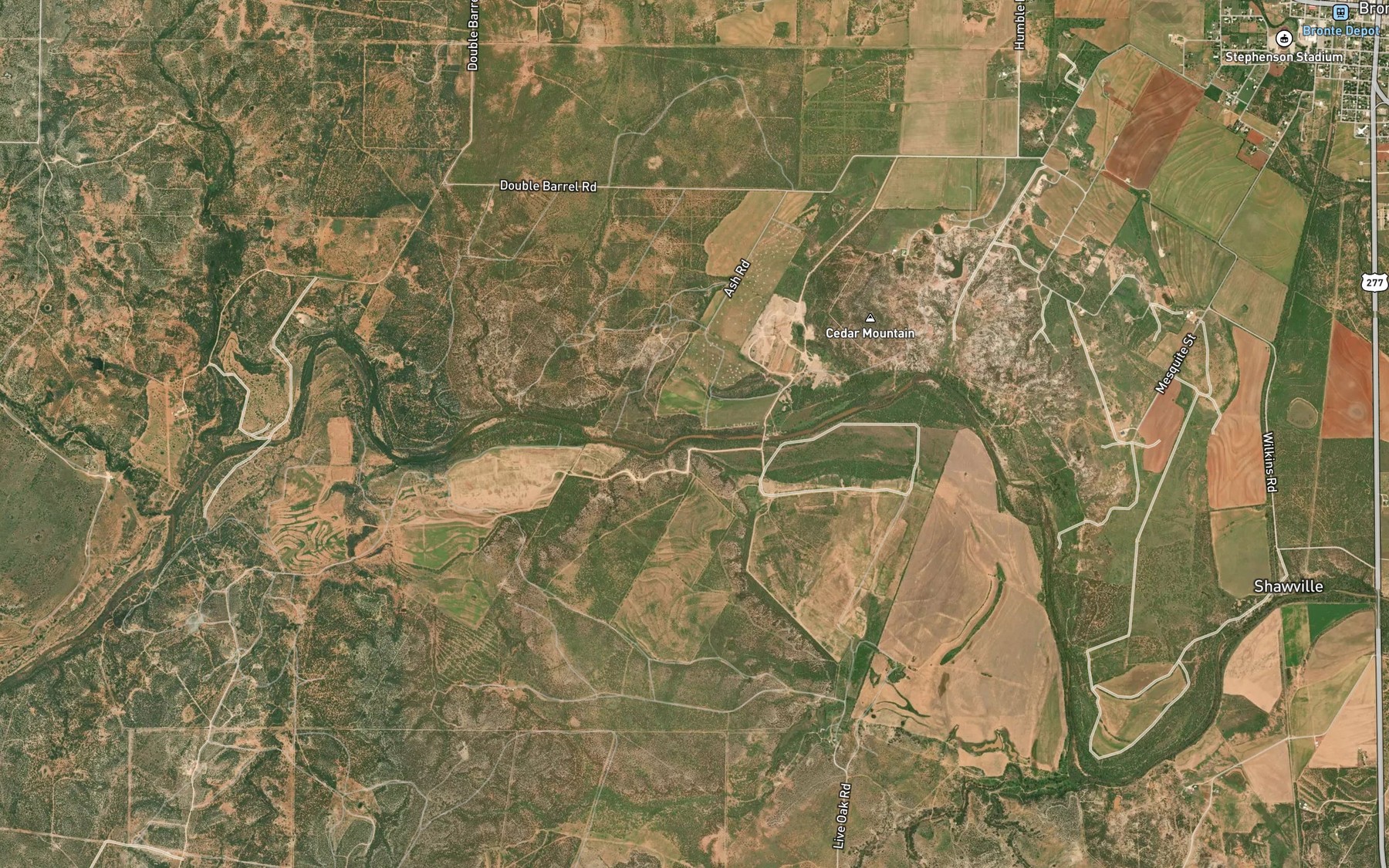 Satellite map of the Double Barrel Creek