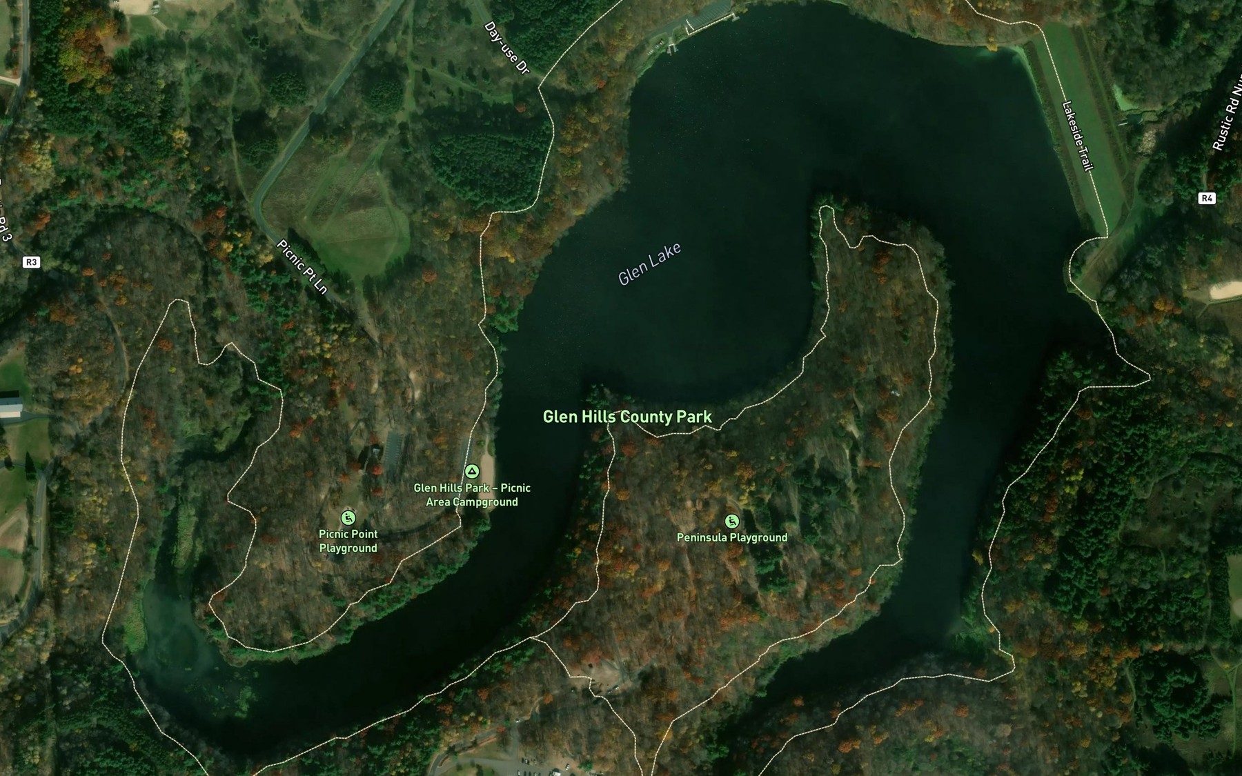 Satellite map of the Glen Lake 10