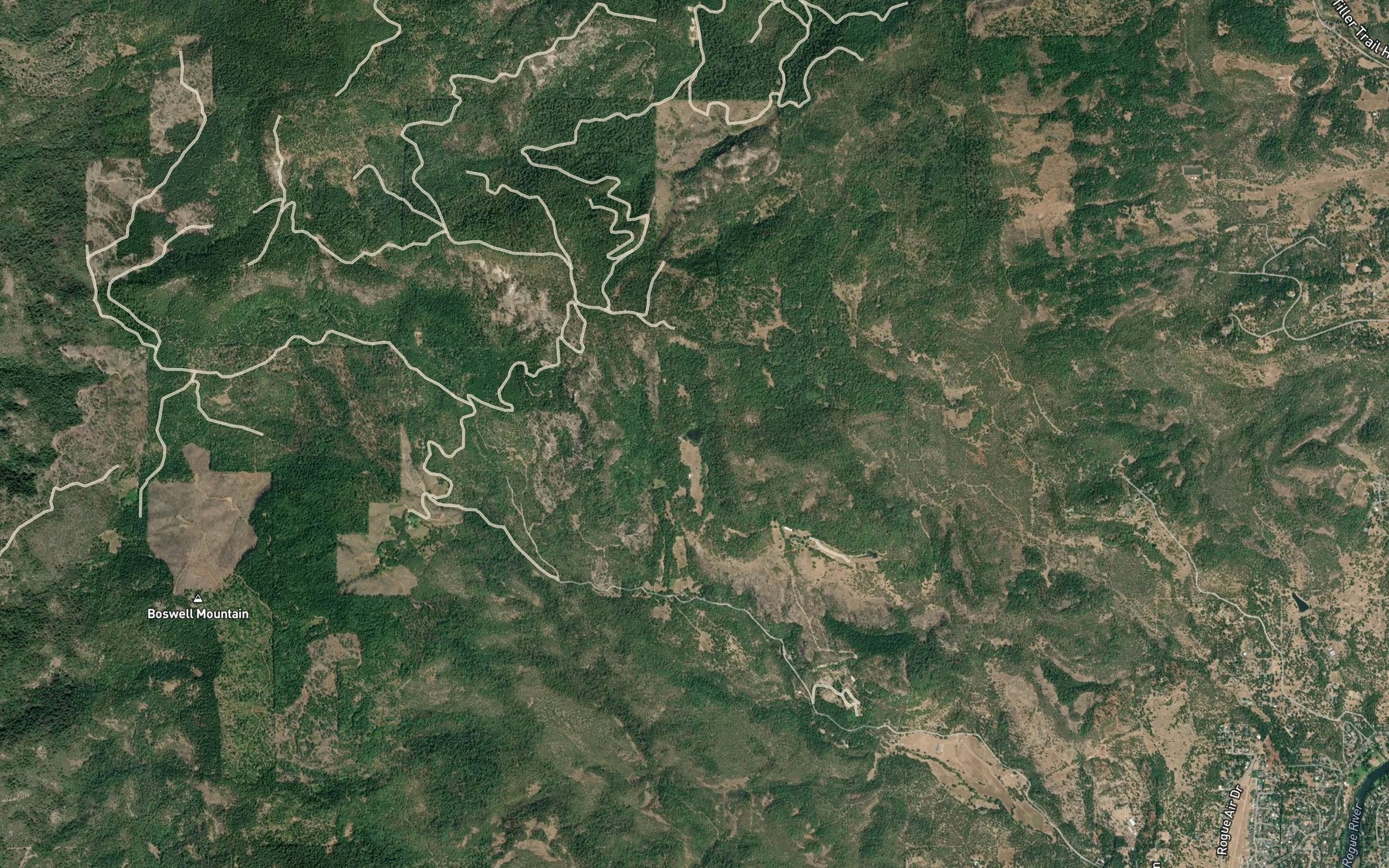 Satellite map of the Lane and Shephard Reservoirs