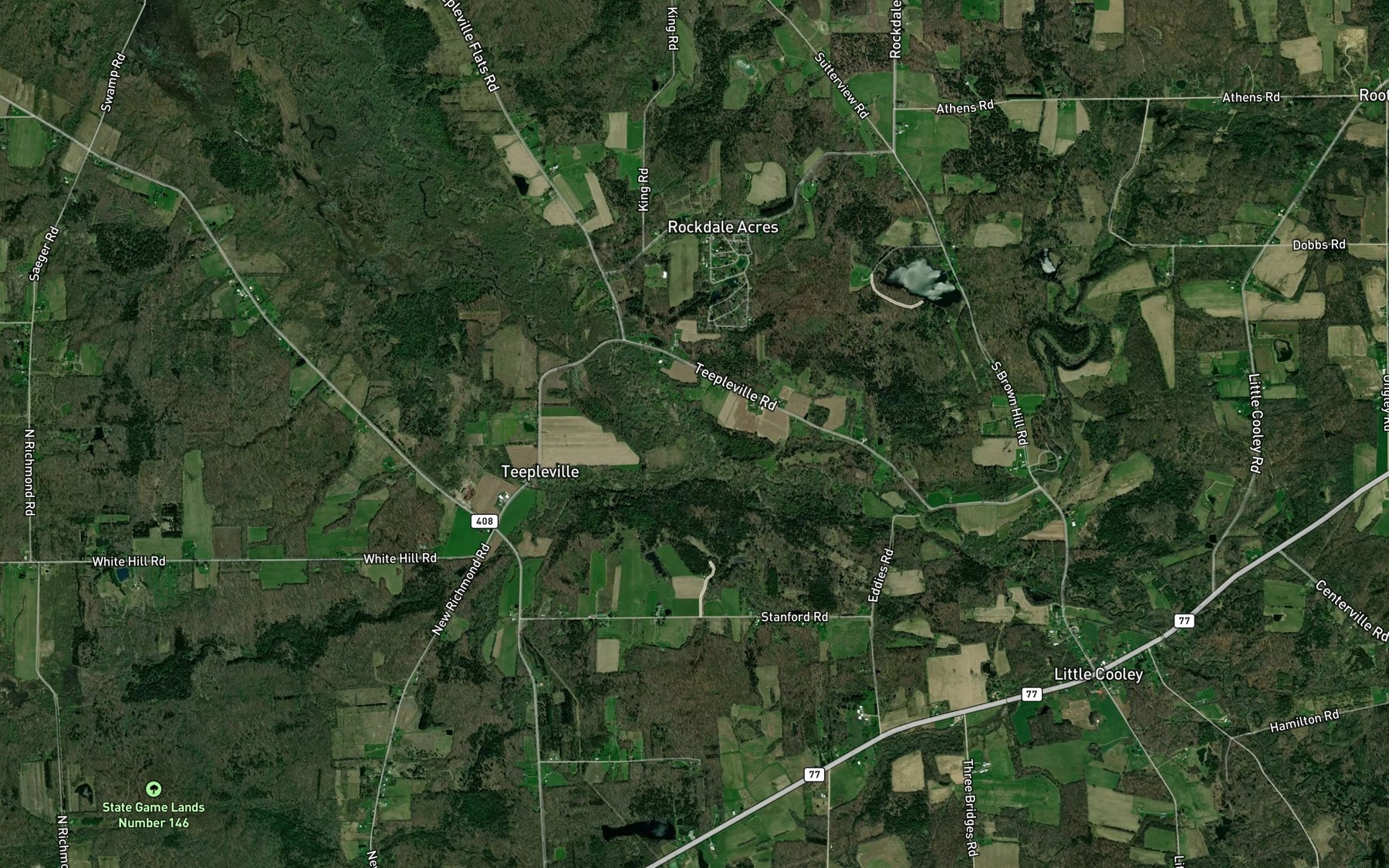 Satellite map of the Mackey Run