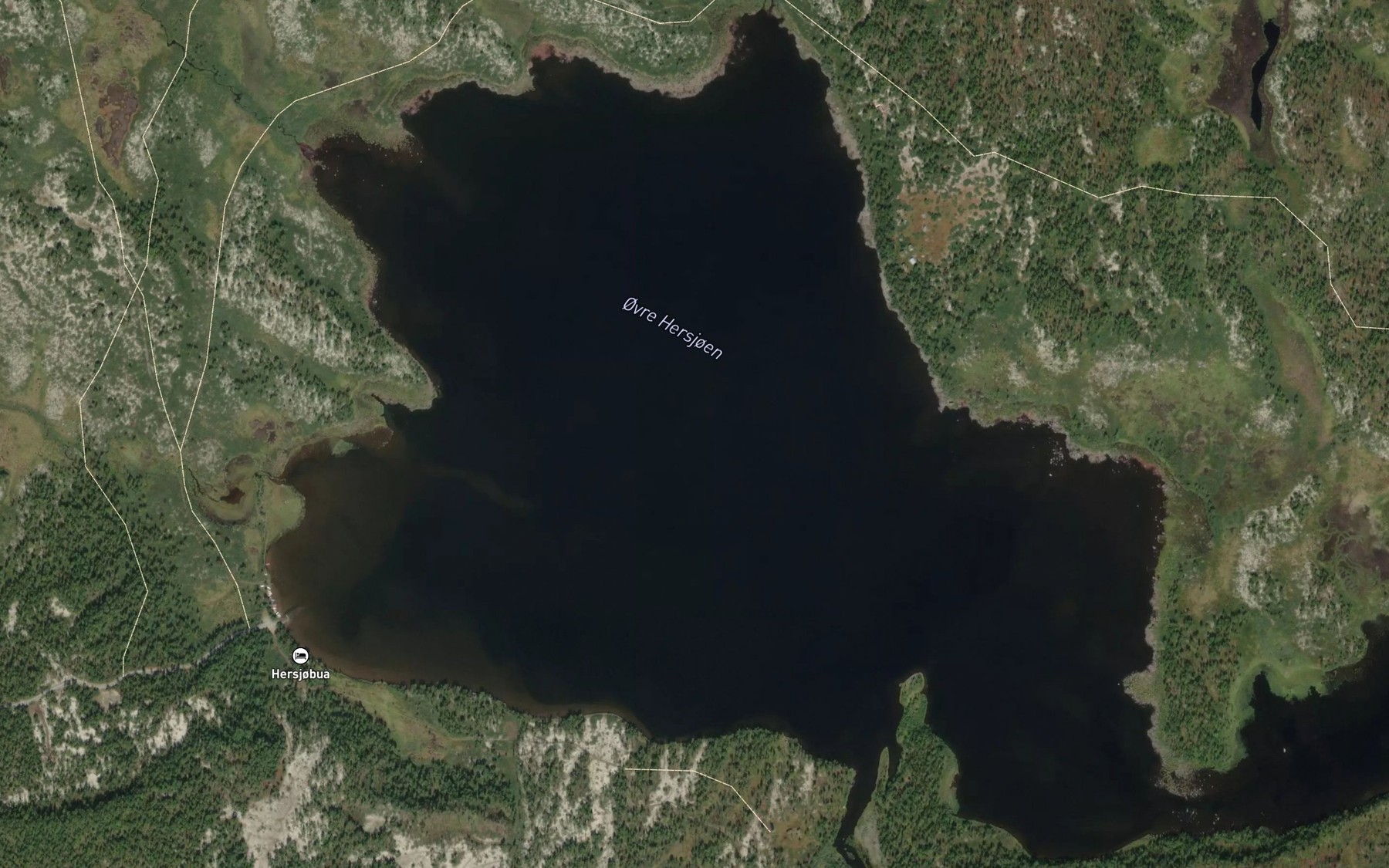 Satellite map of the Ovre Hersjoen