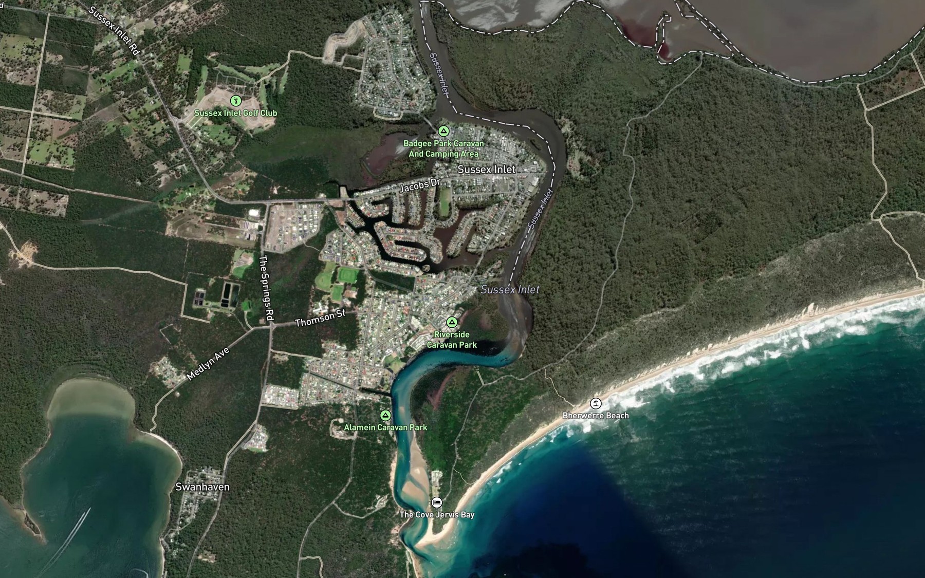 Satellite map of the Sussex