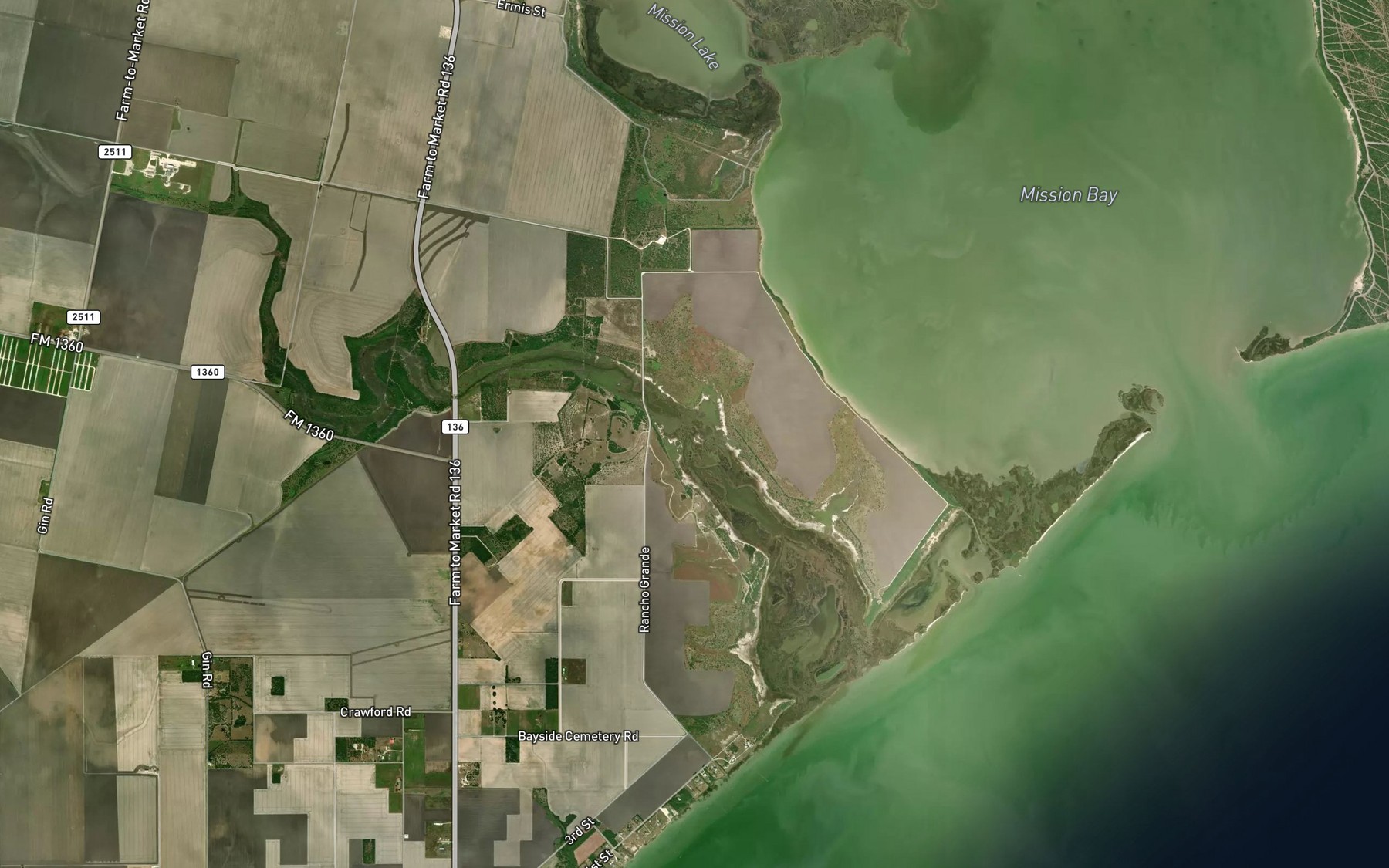 Satellite map of the Mullens Bayou