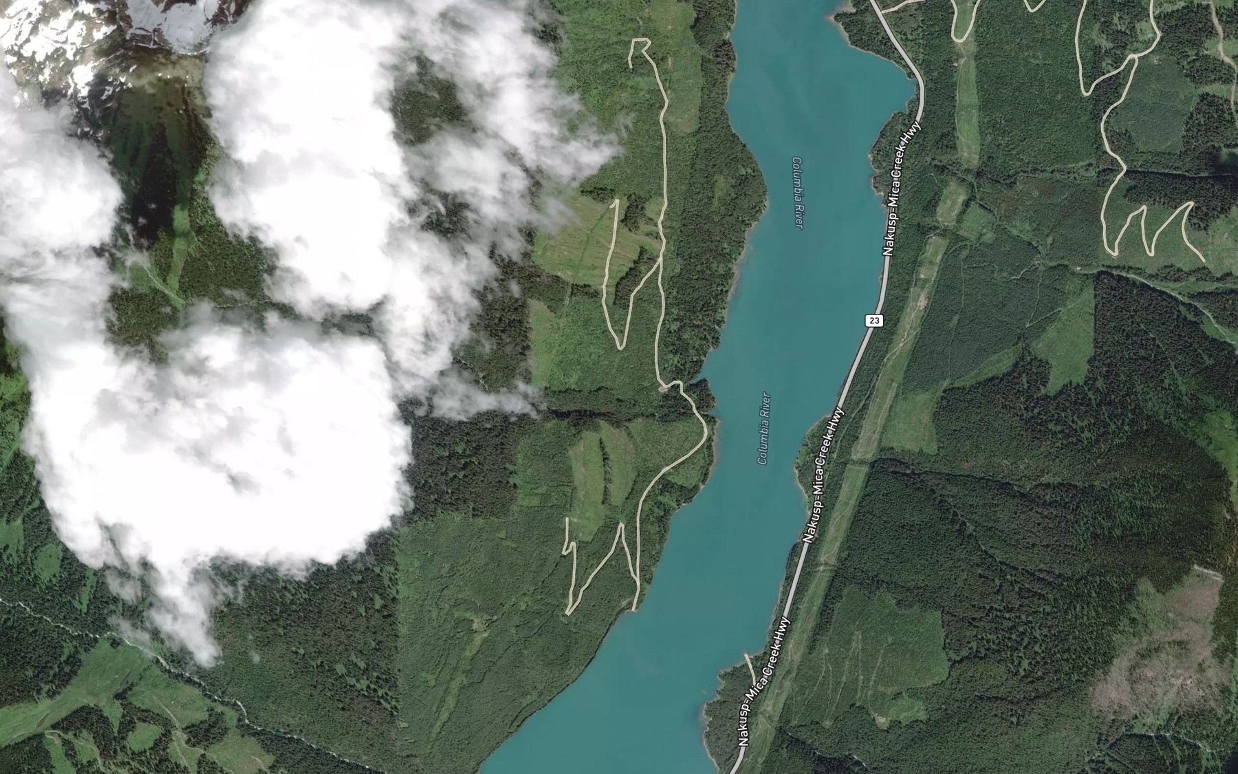 Satellite map of the Twentyone Creek
