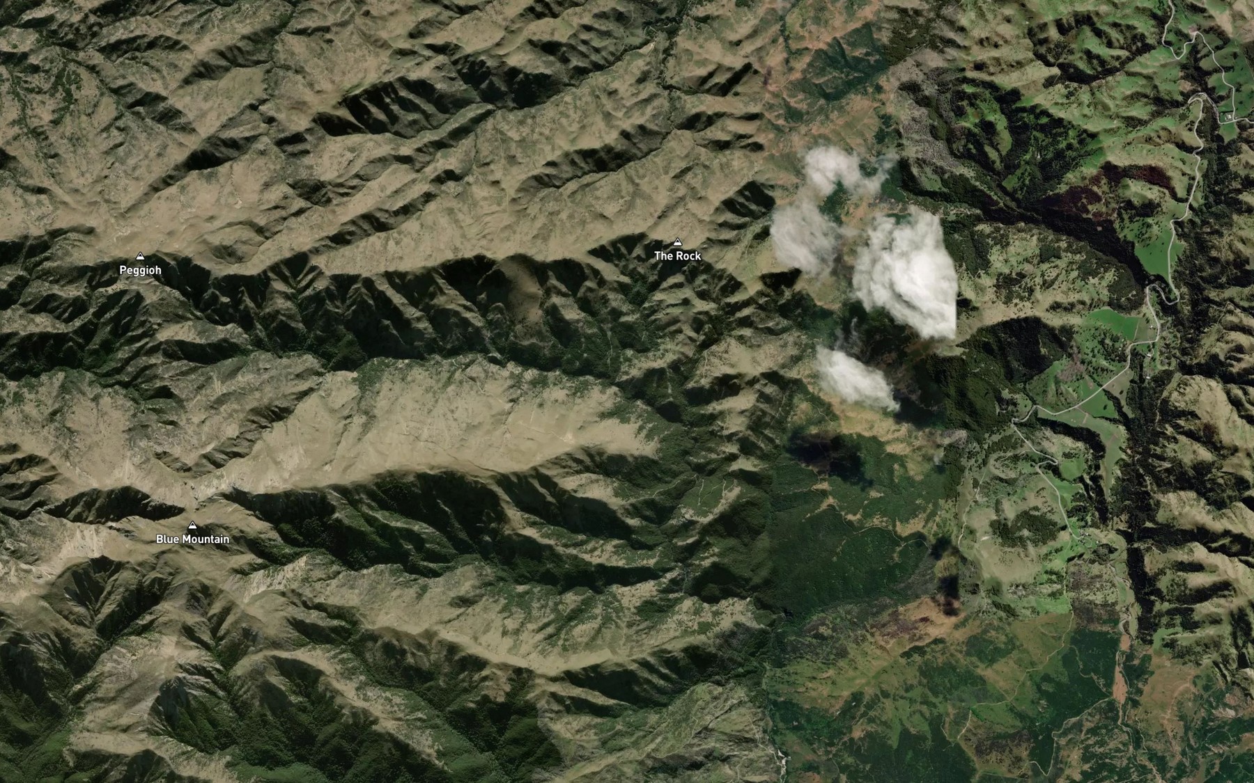 Satellite map of the Blue Mountain Stream