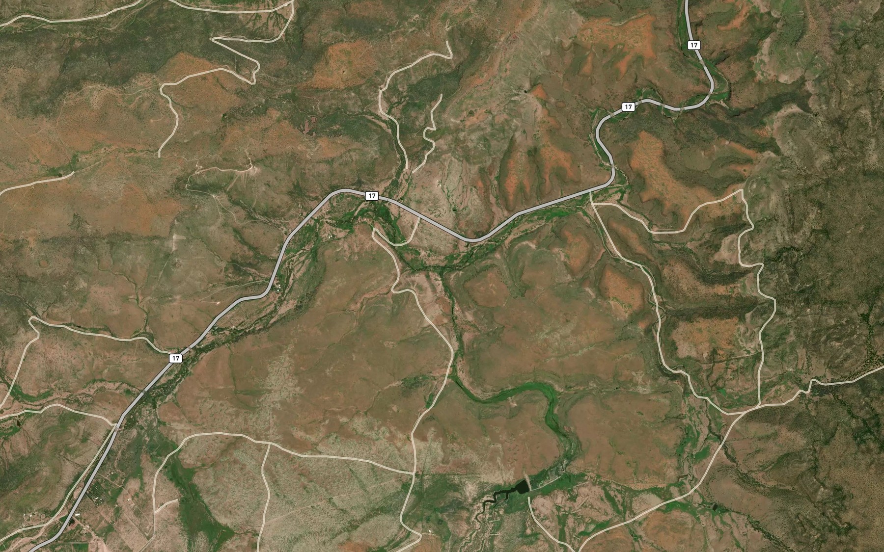 Satellite map of the Cienega Creek