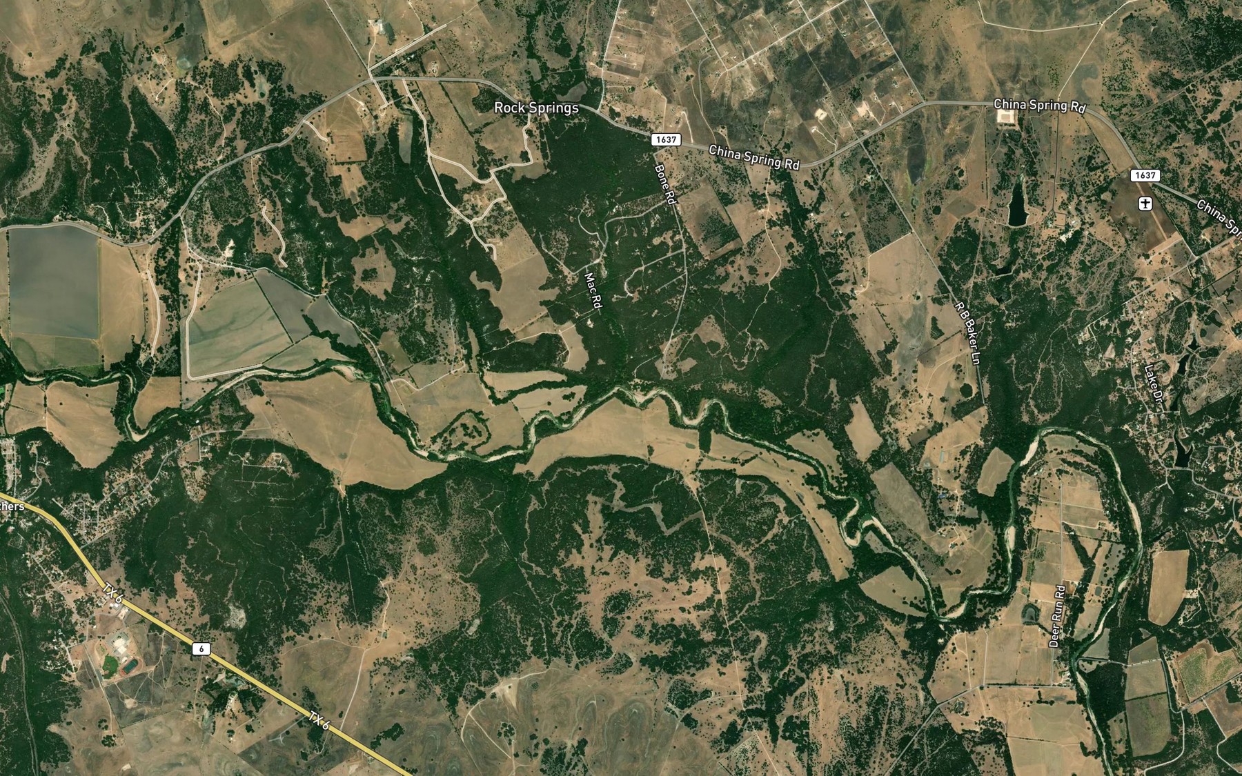 Satellite map of the Rock Springs Creek