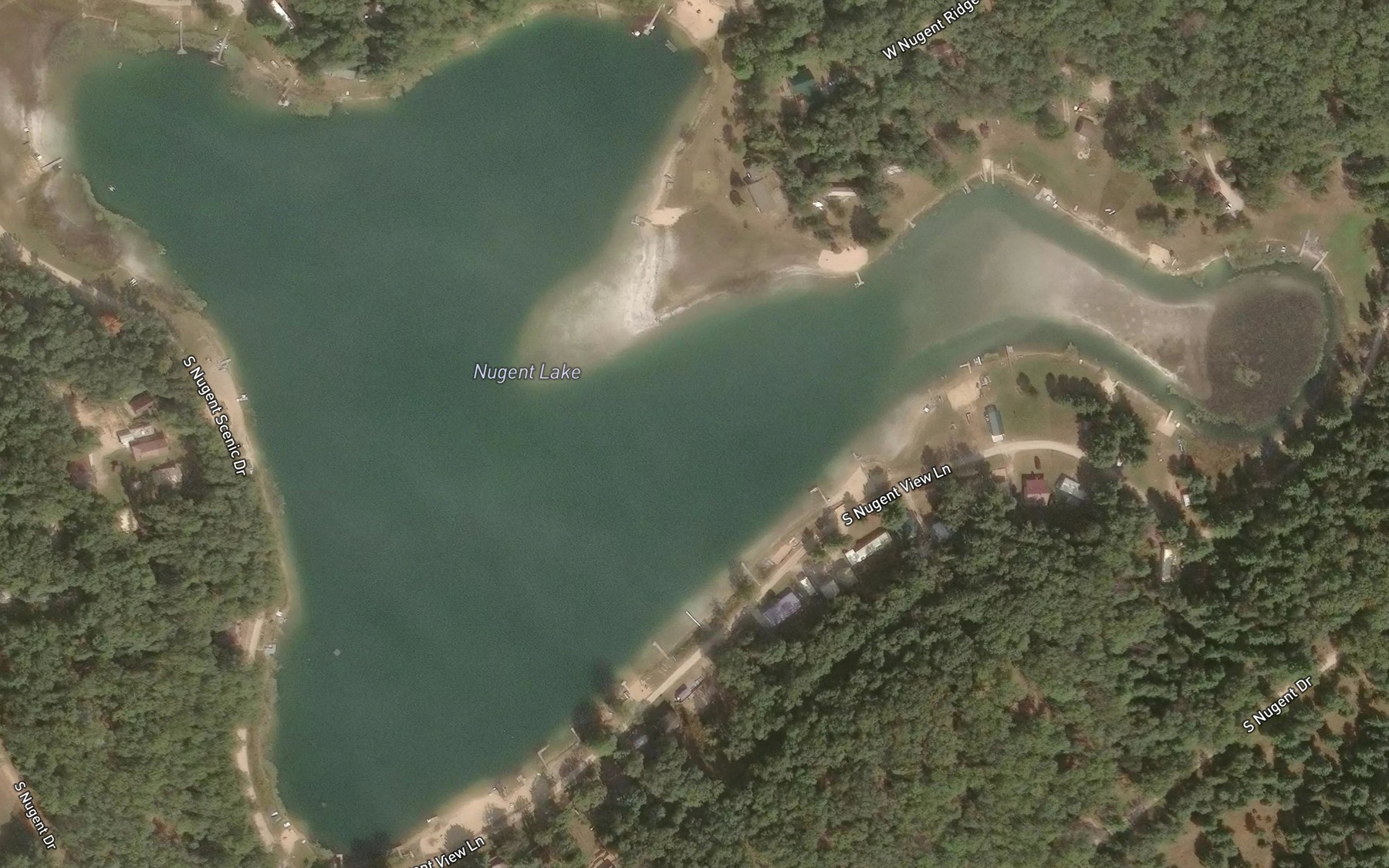 Satellite map of the Nugent Lake