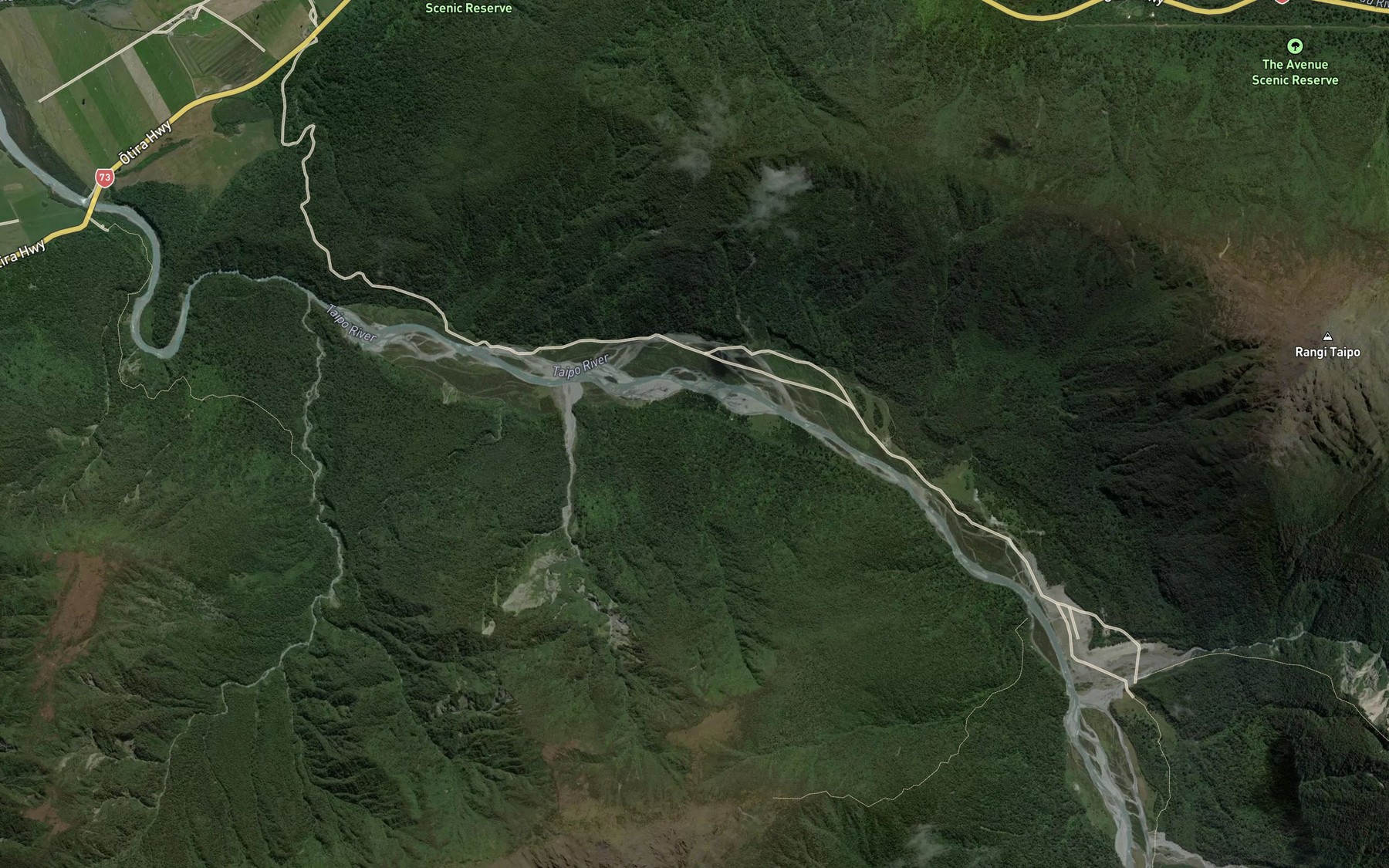 Satellite map of the Cheeseman Creek