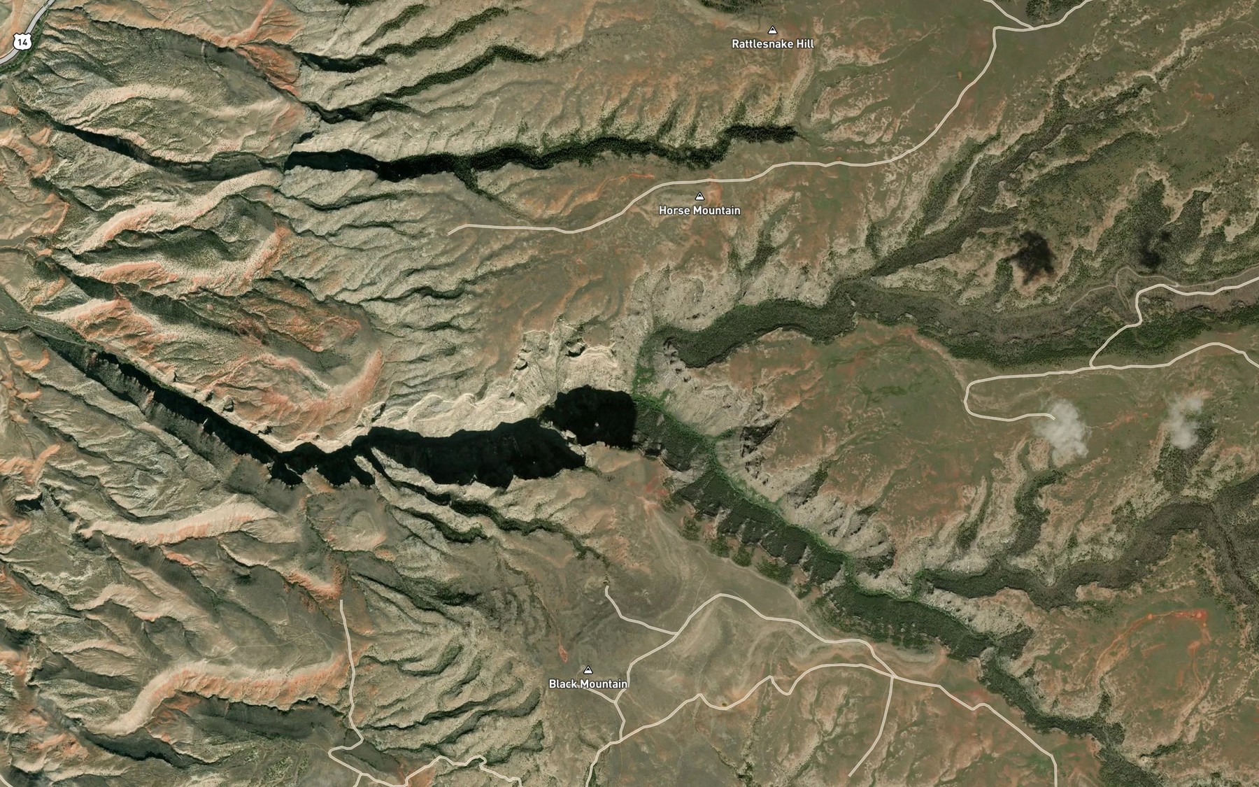 Satellite map of the Dry Fork White Creek