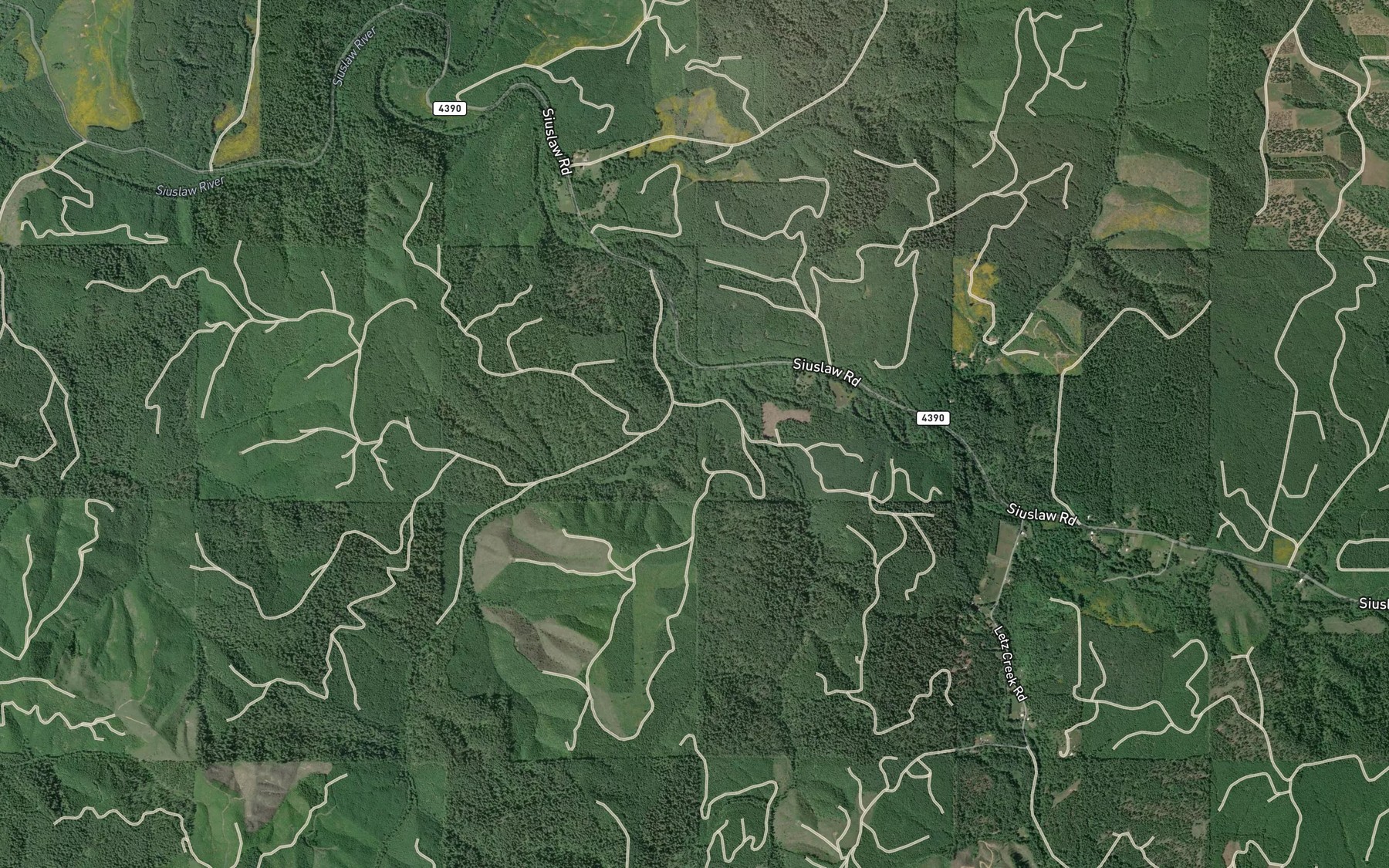 Satellite map of the Little Siuslaw Creek