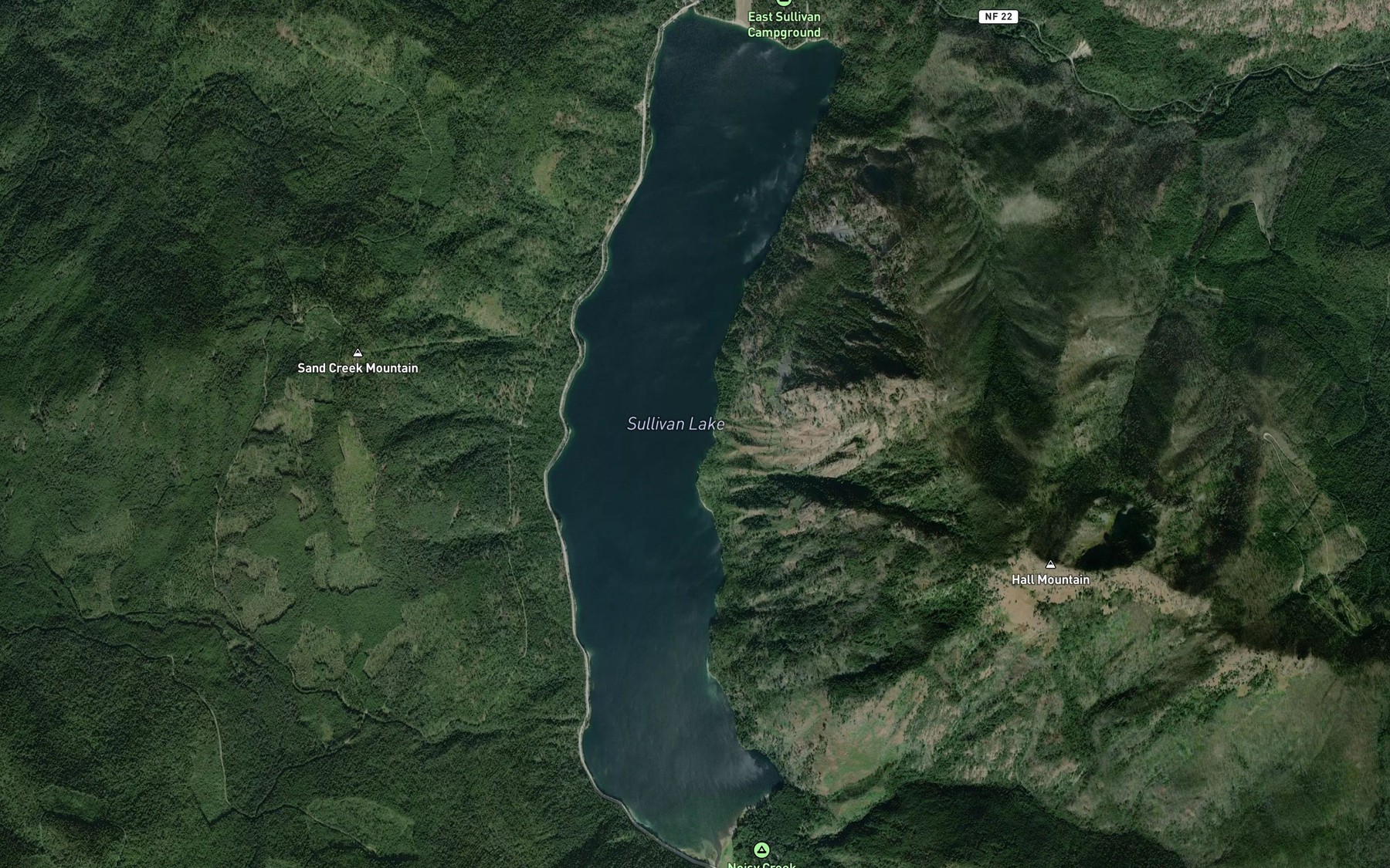Satellite map of the Sullivan Lake