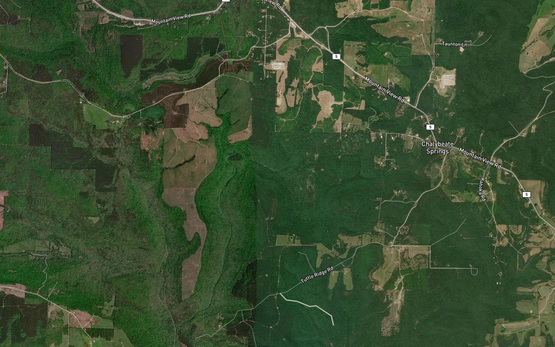 Satellite map of the Chalybeate Spring Creek
