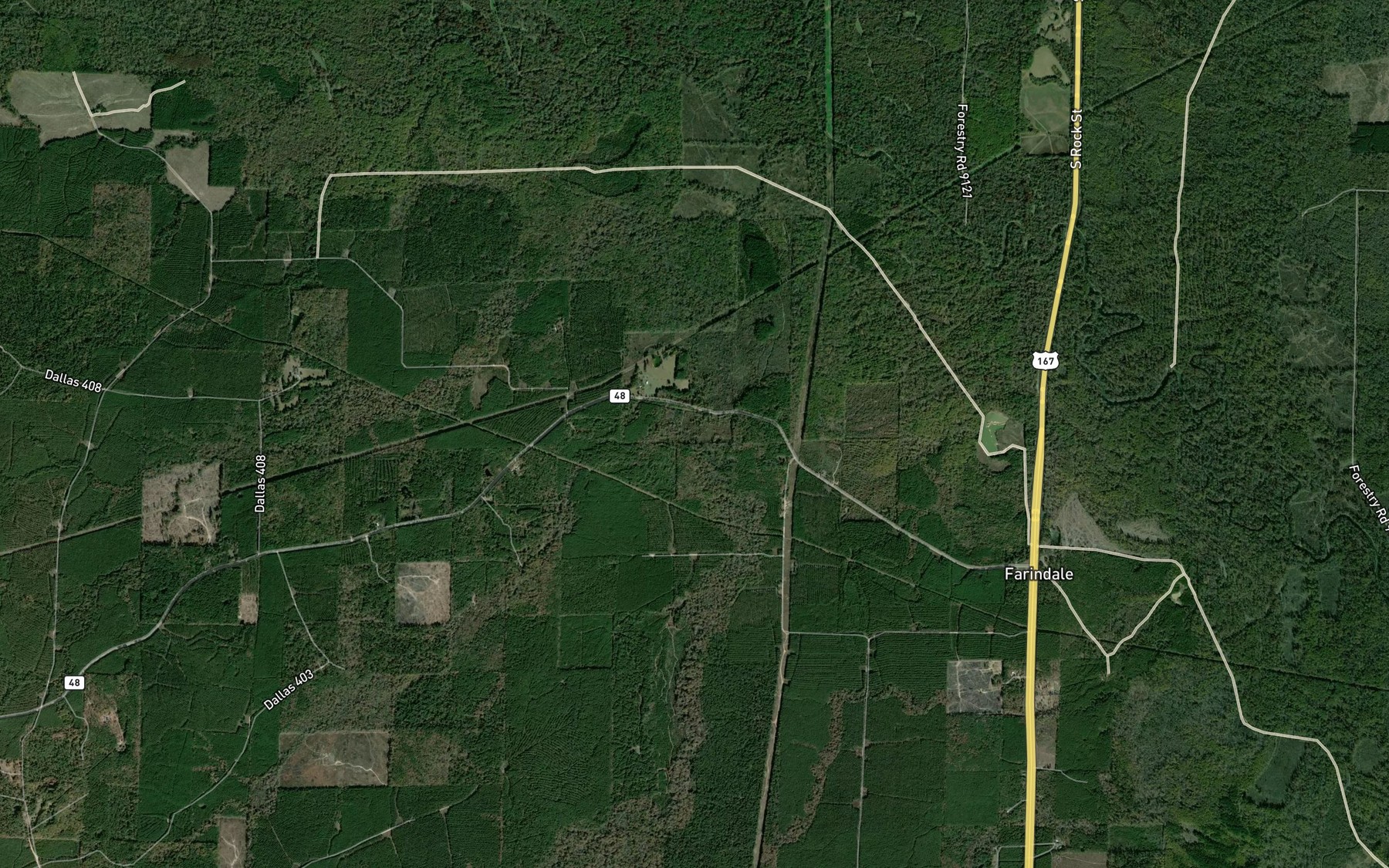 Satellite map of the Cane Creek