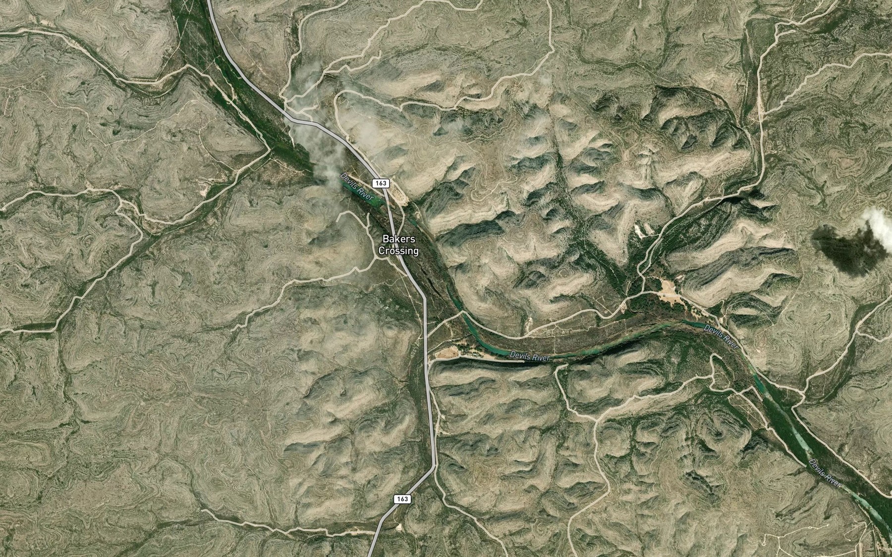Satellite map of the Huffstutler Springs