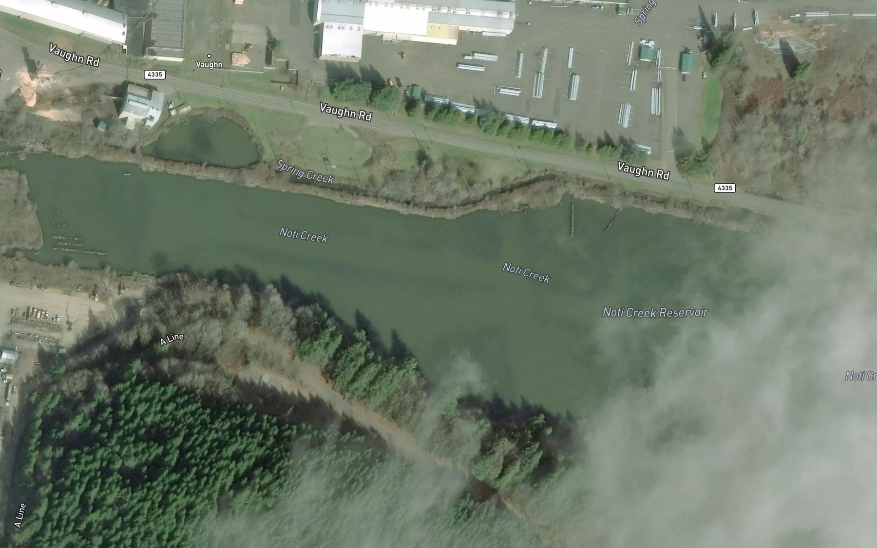 Satellite map of the Noti Creek Reservoir