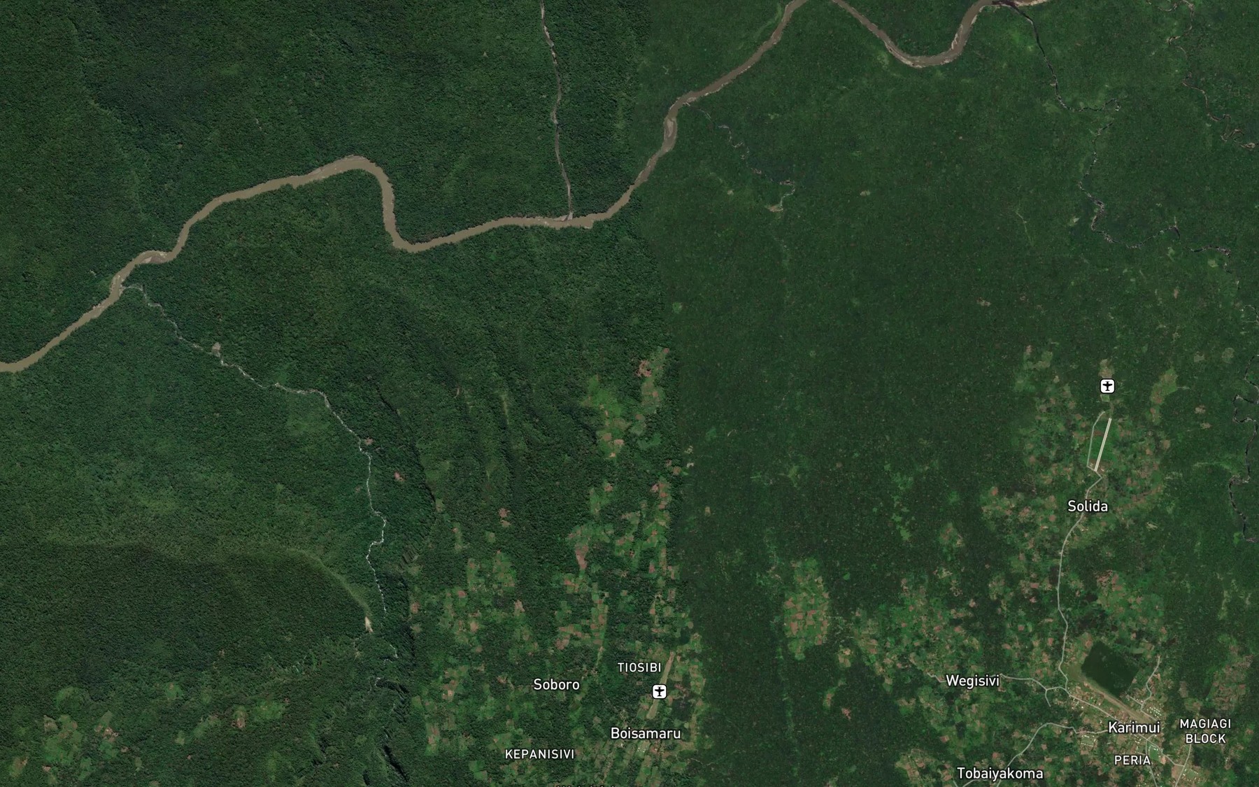 Satellite map of the Oliabai River