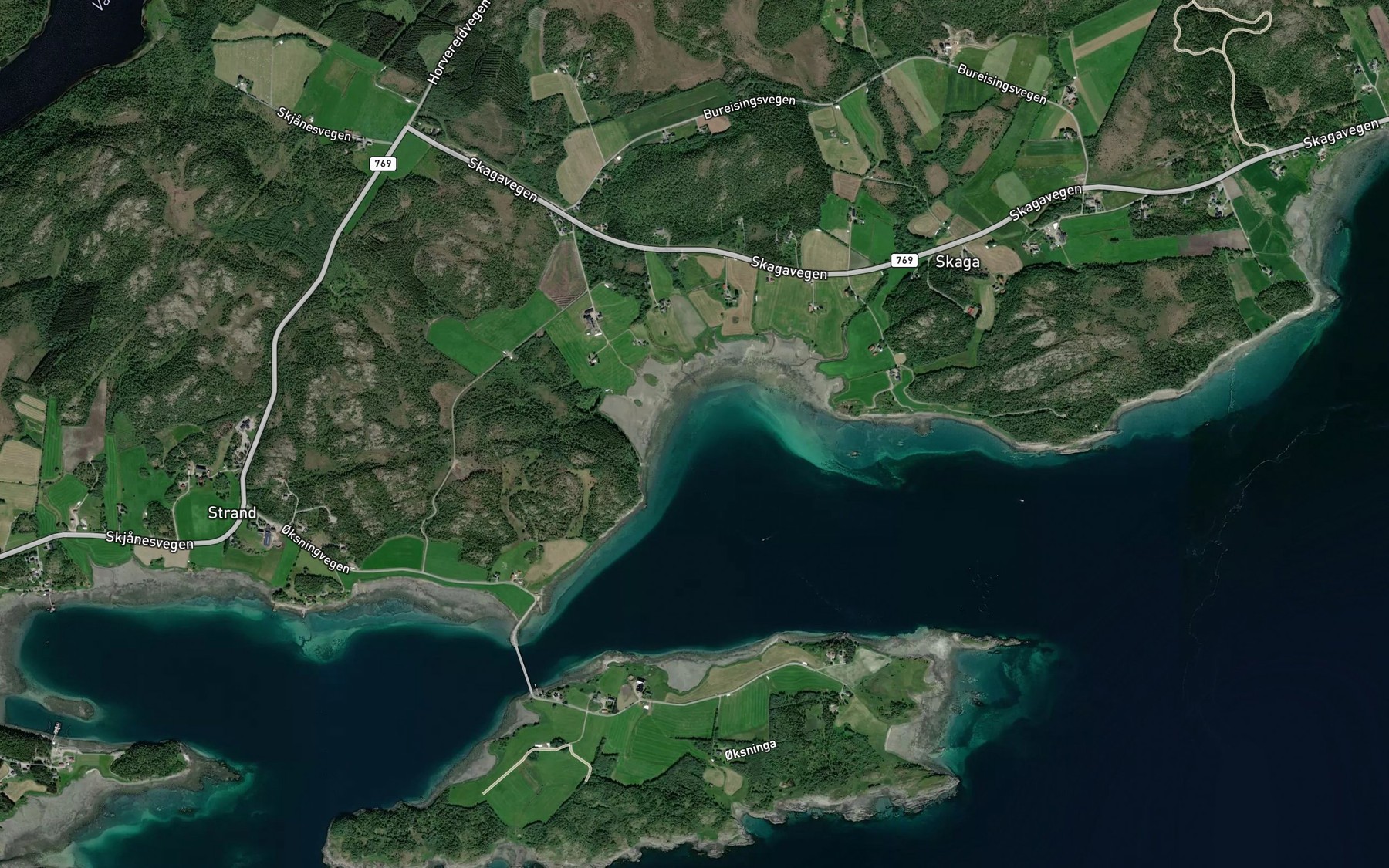 Satellite map of the Skagabukta,vestre