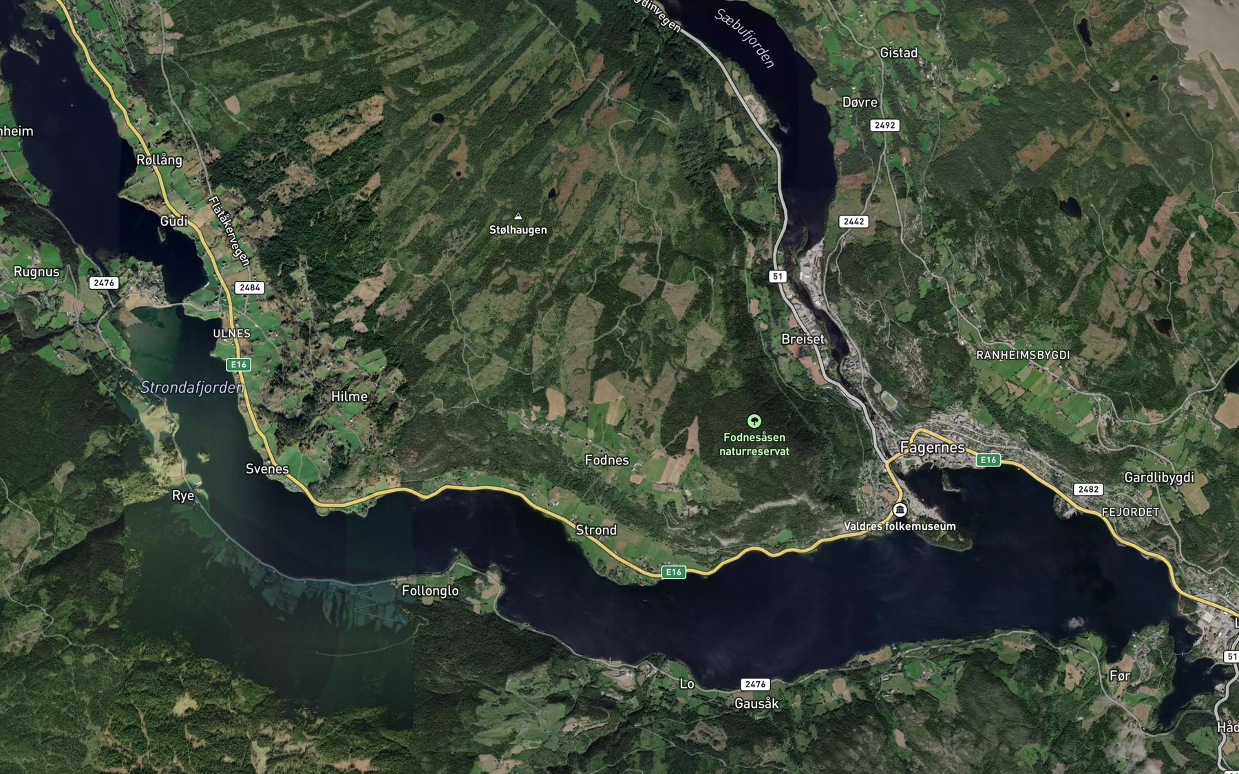 Satellite map of the Strondafjorden