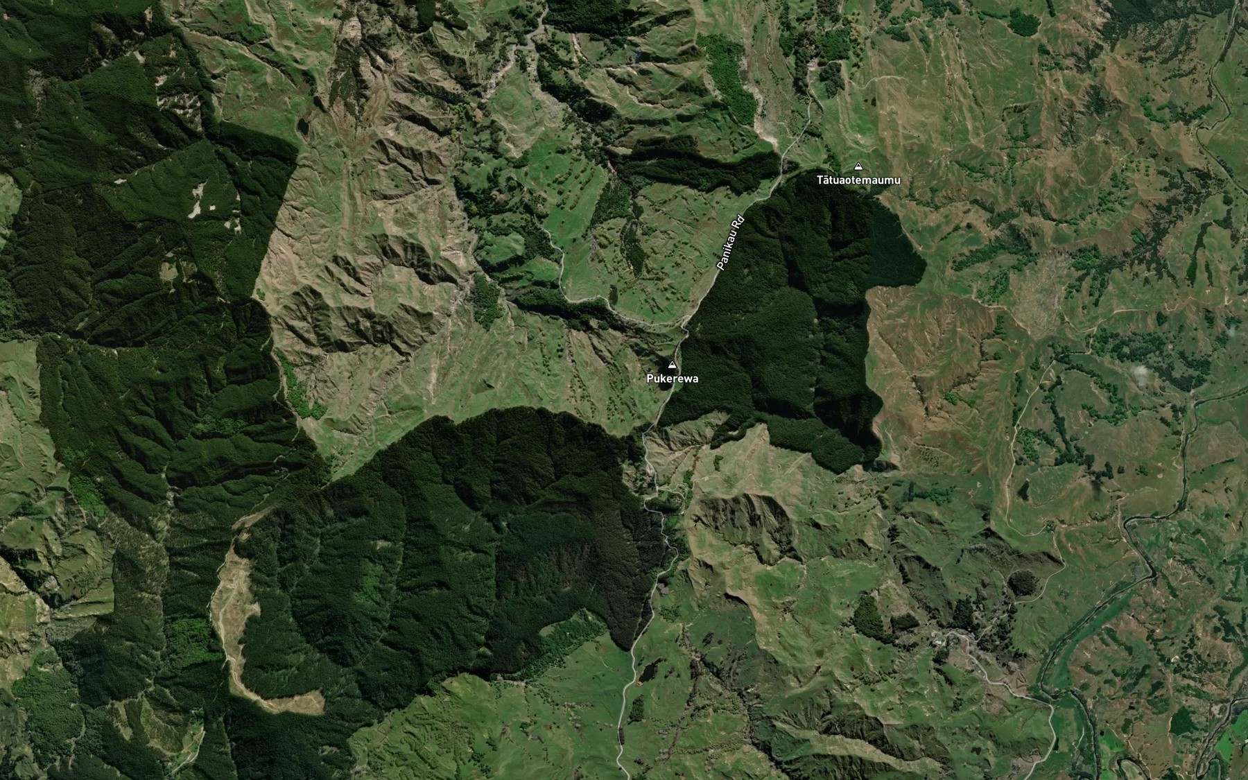 Satellite map of the Waitorohuna Stream