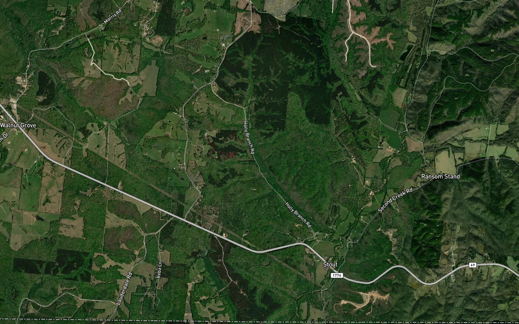 Satellite map of the Holly Branch