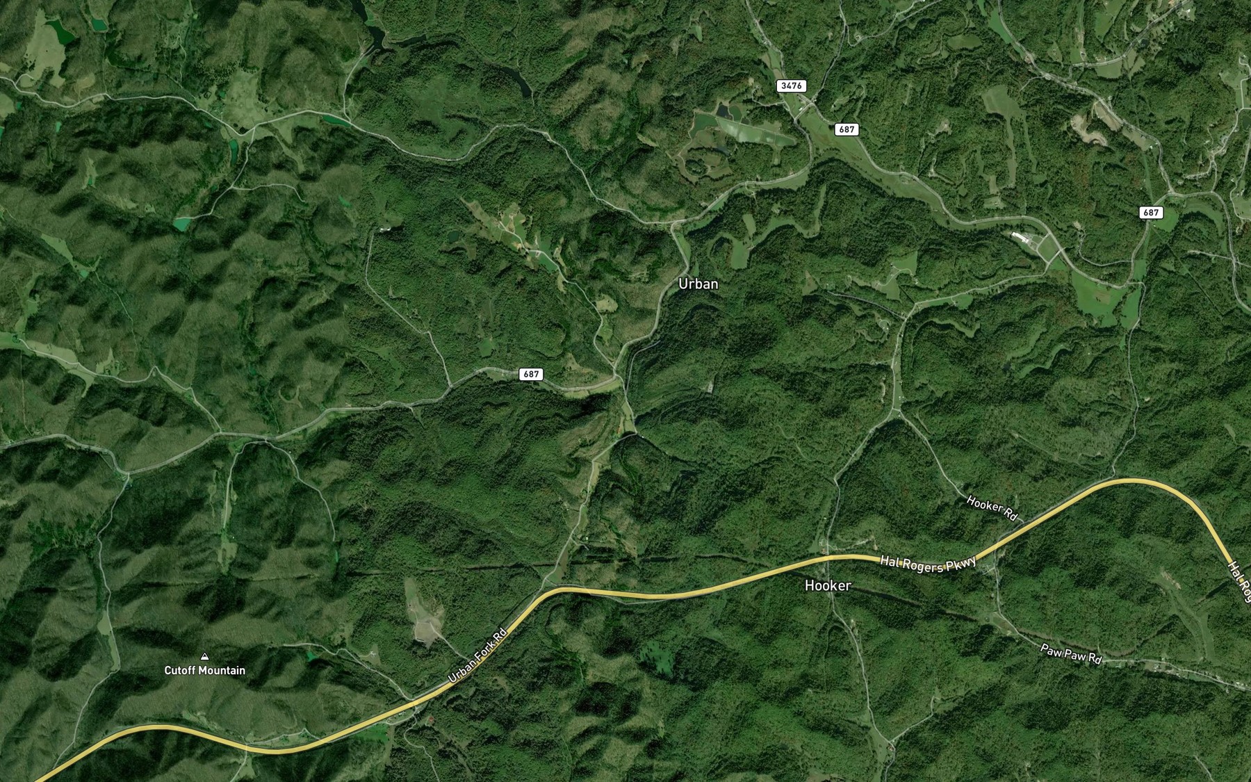 Satellite map of the Urban Fork