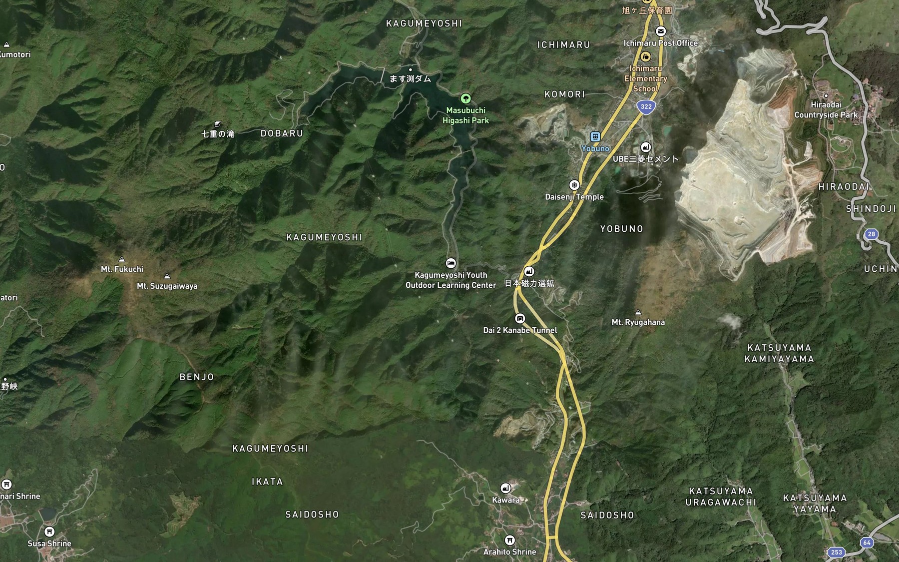 Satellite map of the Yoshiwara Gawa