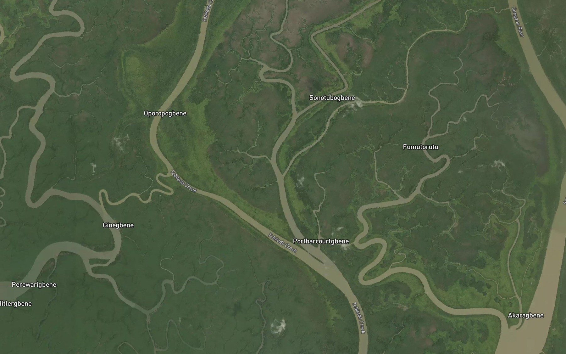 Satellite map of the Ezekubu Creek