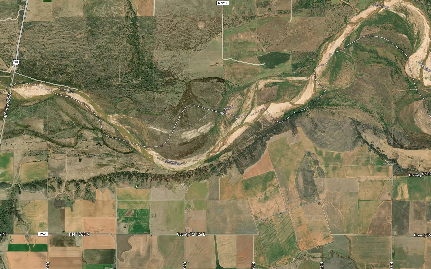 Satellite map of the Pease River