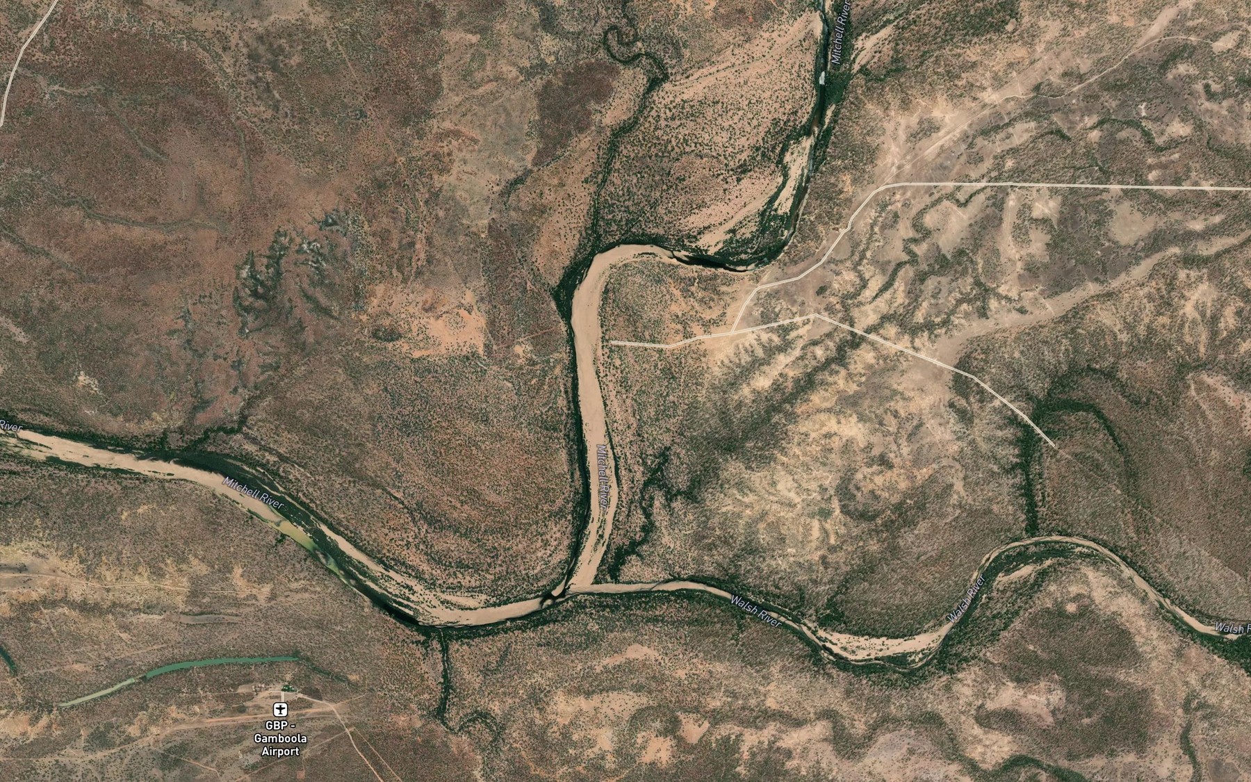 Satellite map of the Walsh River