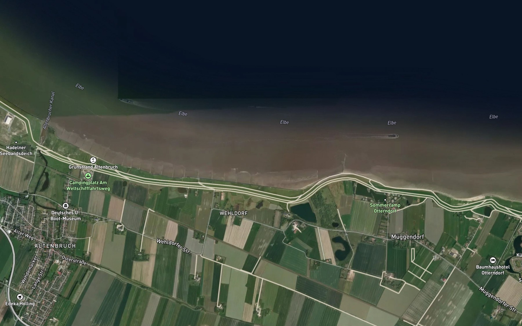 Satellite map of the Altenbruch Reede