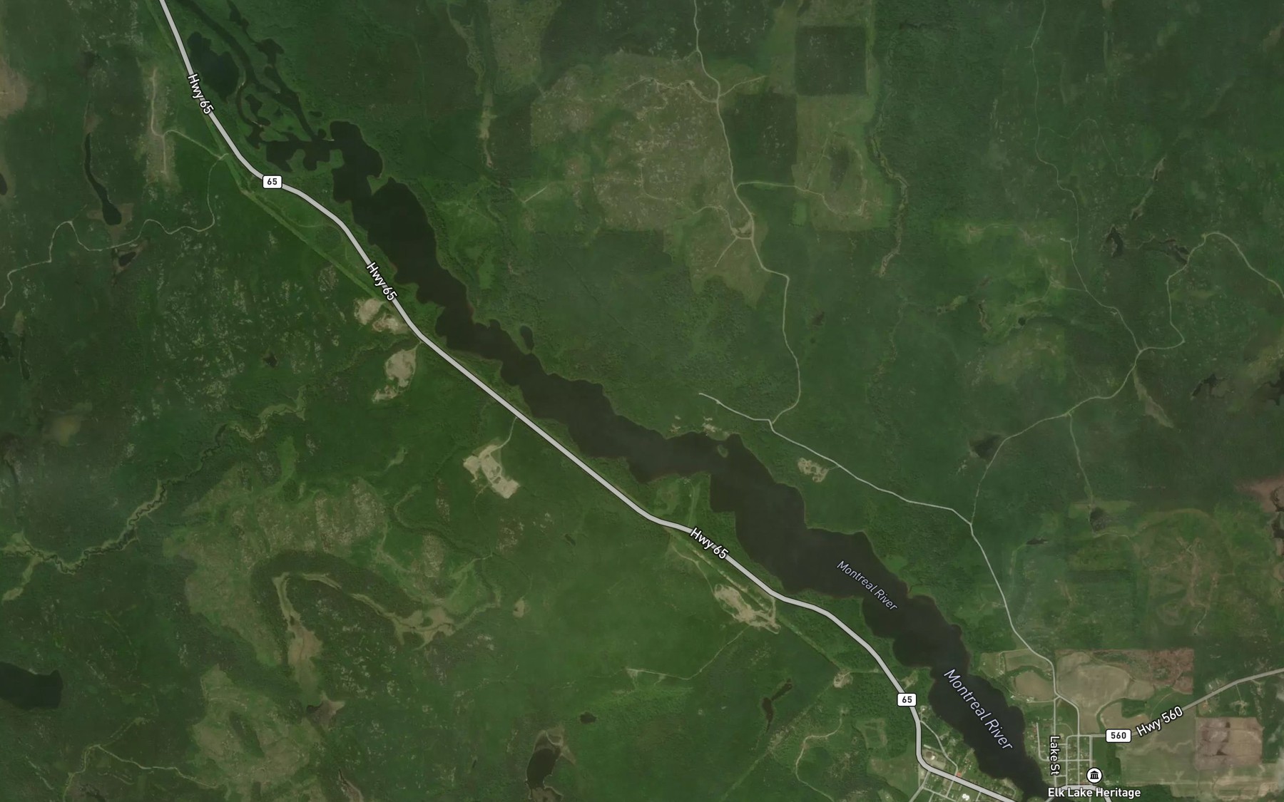 Satellite map of the Makobe River