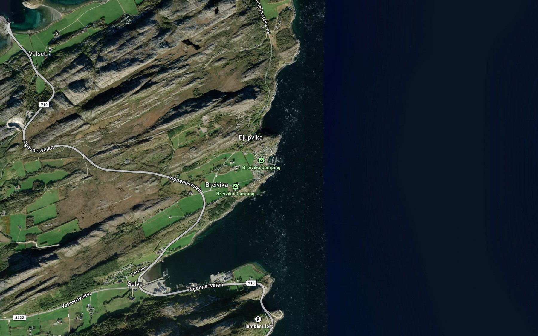 Satellite map of the Breivikbukta