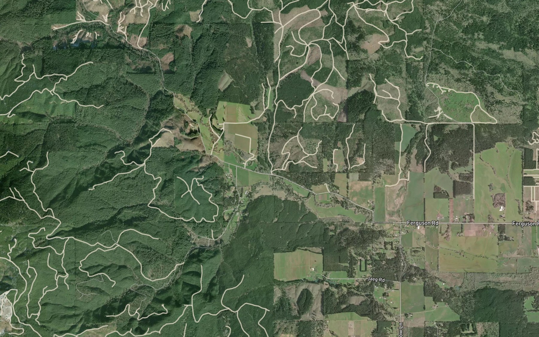 Satellite map of the Eber Creek