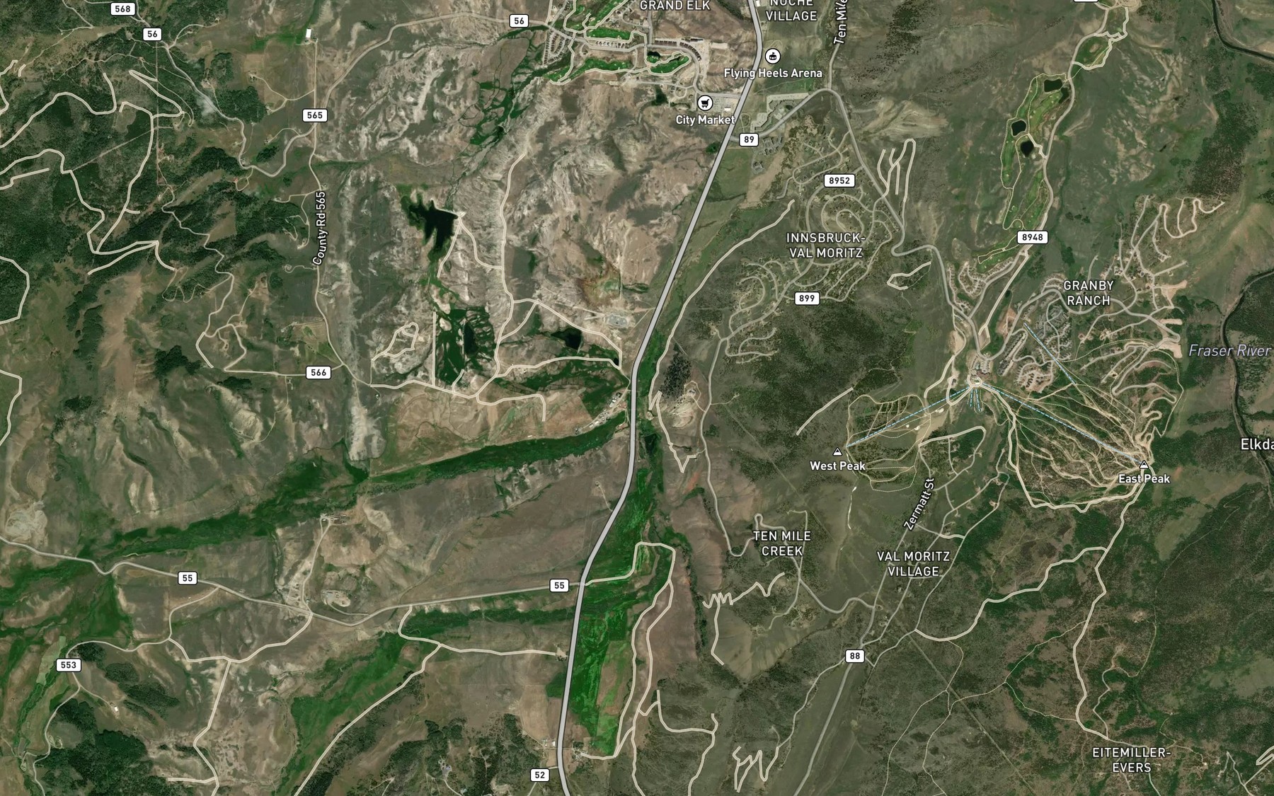 Satellite map of the Eightmile Creek