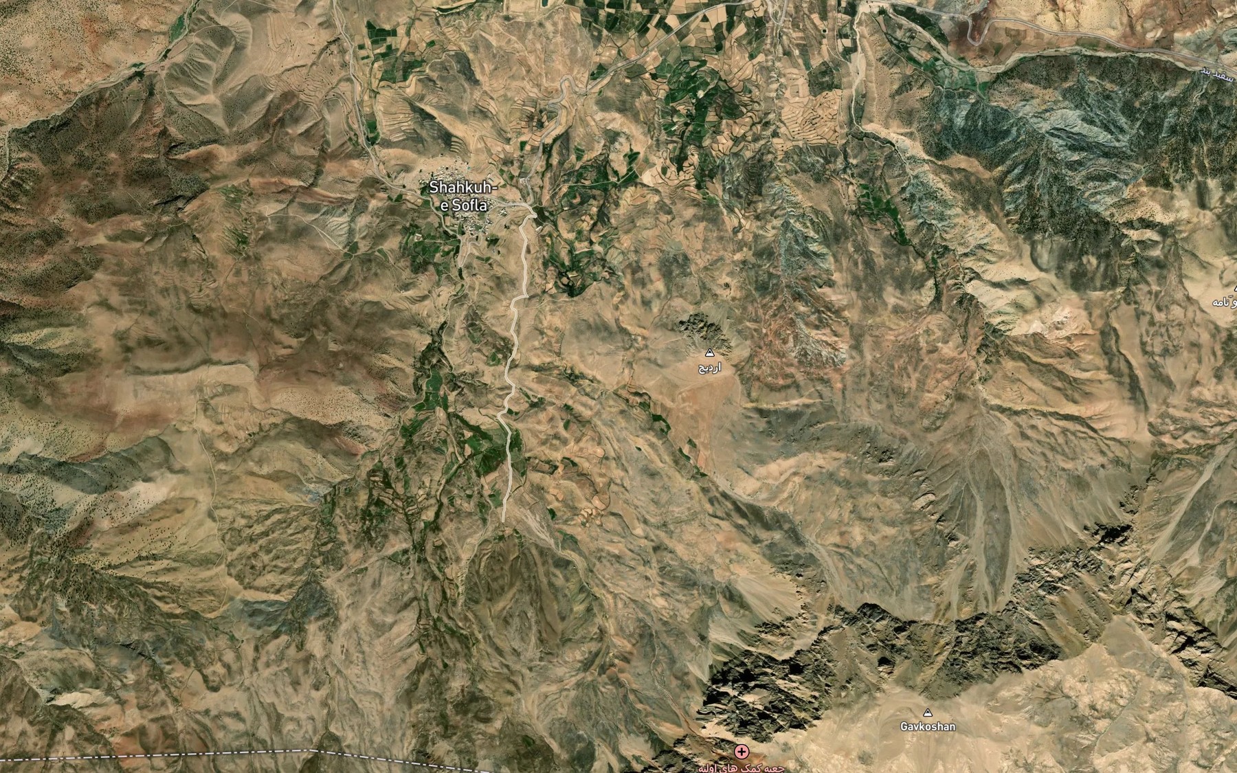 Satellite map of the Cheshmeh-ye Zard Cheshmeh