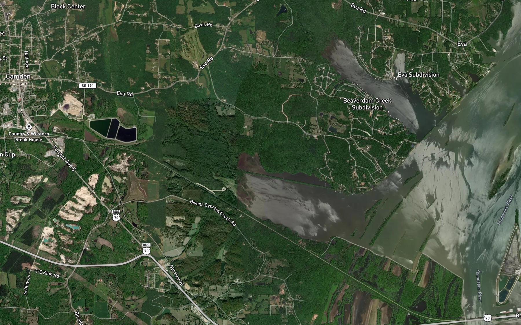 Satellite map of the Reeves Branch