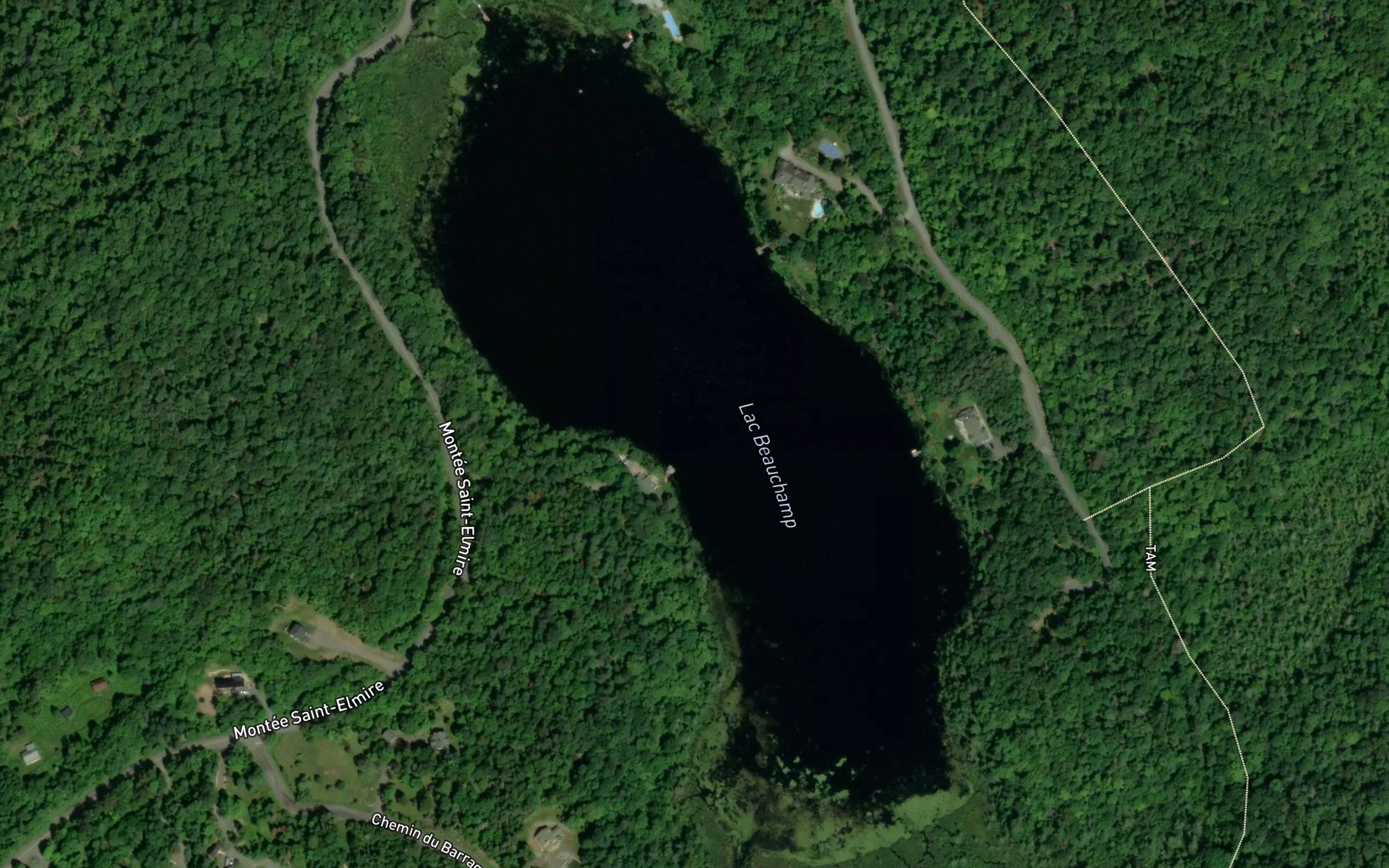 Satellite map of the Lac Beauchamp